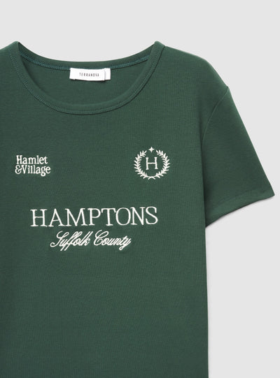 T-shirt crop con stampa college