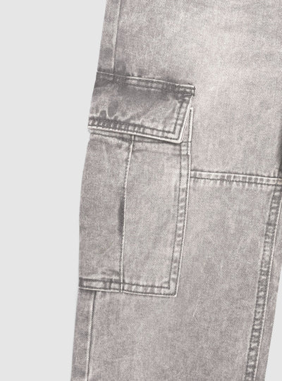 Jeans cargo wide leg con coulisse
