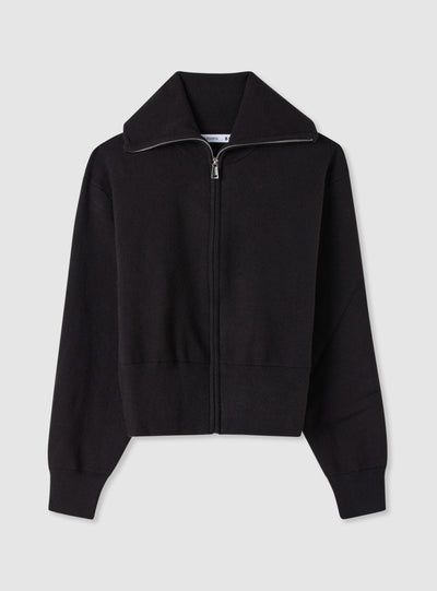 Cardigan con zip e collo ampio