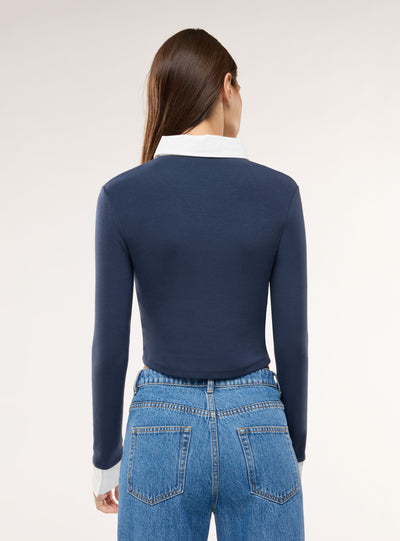 T-shirt manica lunga con inserti camicia