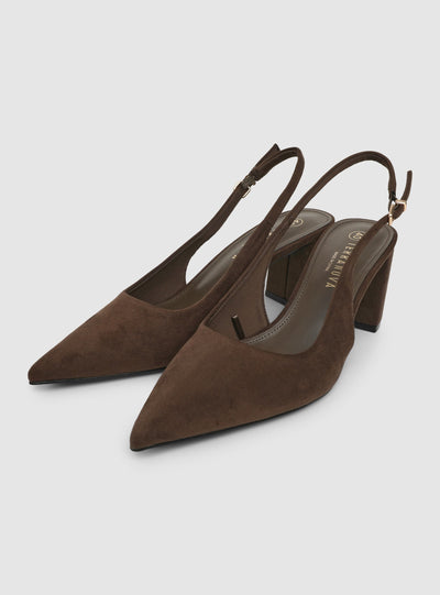 Décolleté slingback con tacco a blocco