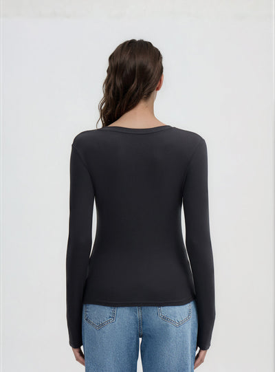 T-shirt manica lunga a tinta unita