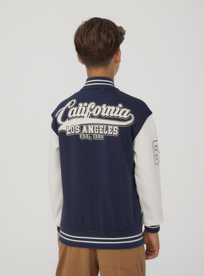 Giubbino bomber in felpa stile college