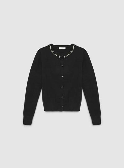 Cardigan con applicazioni gioiello