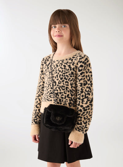 Synthetic fur shoulder bag