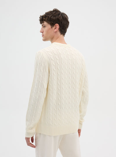Pull à col rond avec travail en torsades