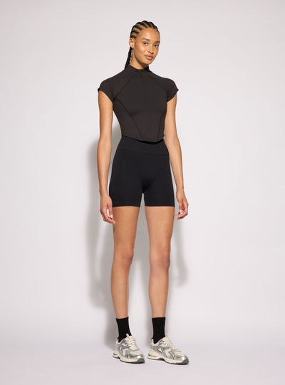 T-shirt sportiva con mezza zip a tinta unita