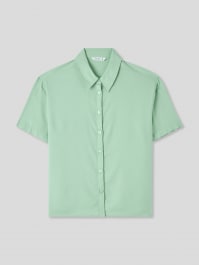 【ULLALA】Plisse short sleeve women's fair mint Mint Plain maxi shirt - Buy Online | Terranova