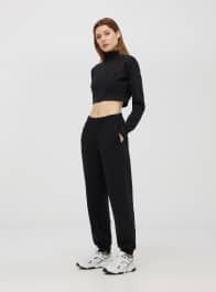 Pantaloni tuta pesanti a vita alta Nero Acquista Online Terranova
