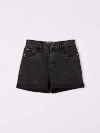 Short en jean taille haute noir denim | Terranova