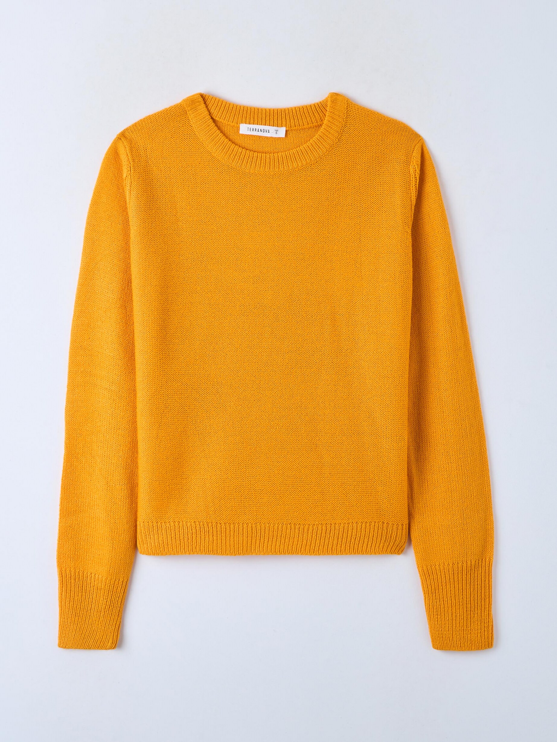 Yellow Single colour crew neck jumper Buy Online Terranova