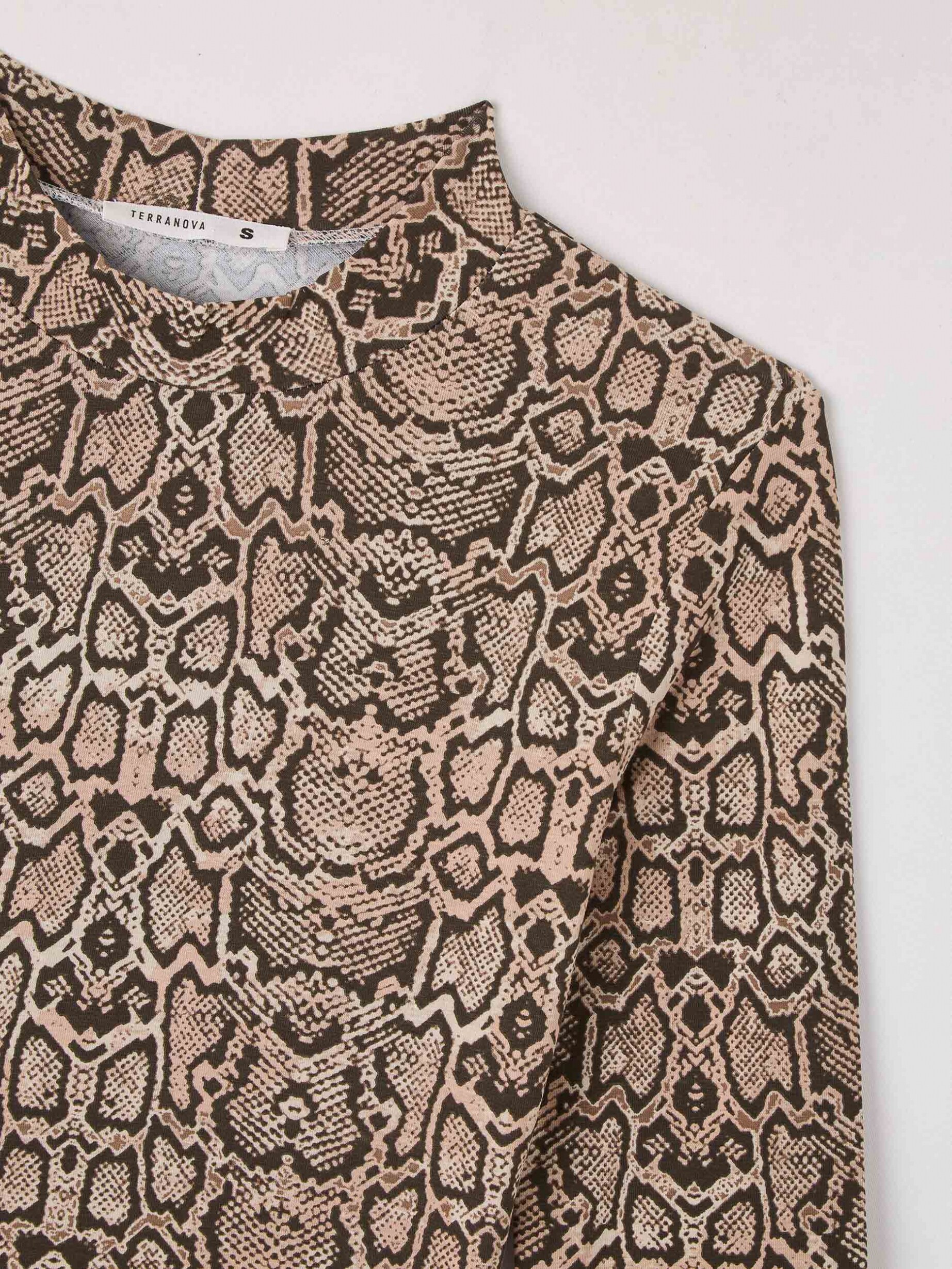 T shirt lupetto crop fantasia pitonata var grigio chiaro Terranova