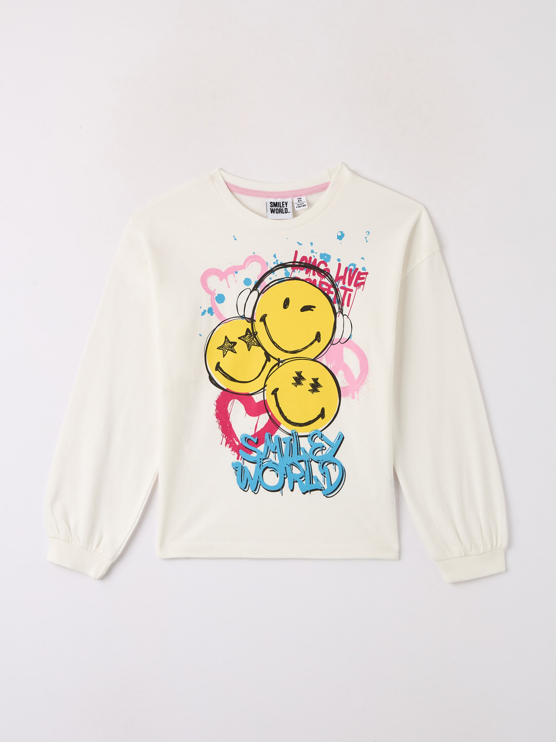 T shirt con stampa Smiley World bianco lana Terranova