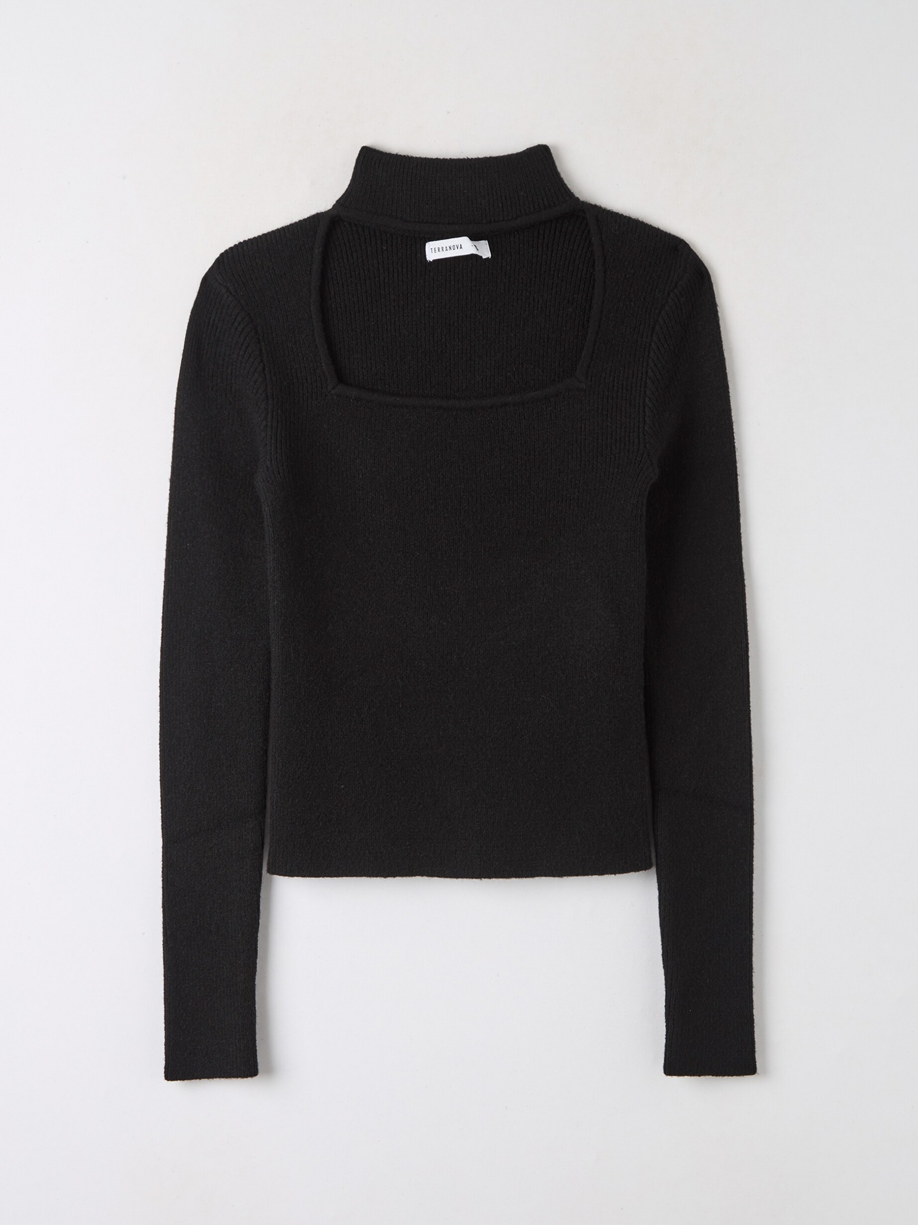 Maglia con collo choker nero Terranova