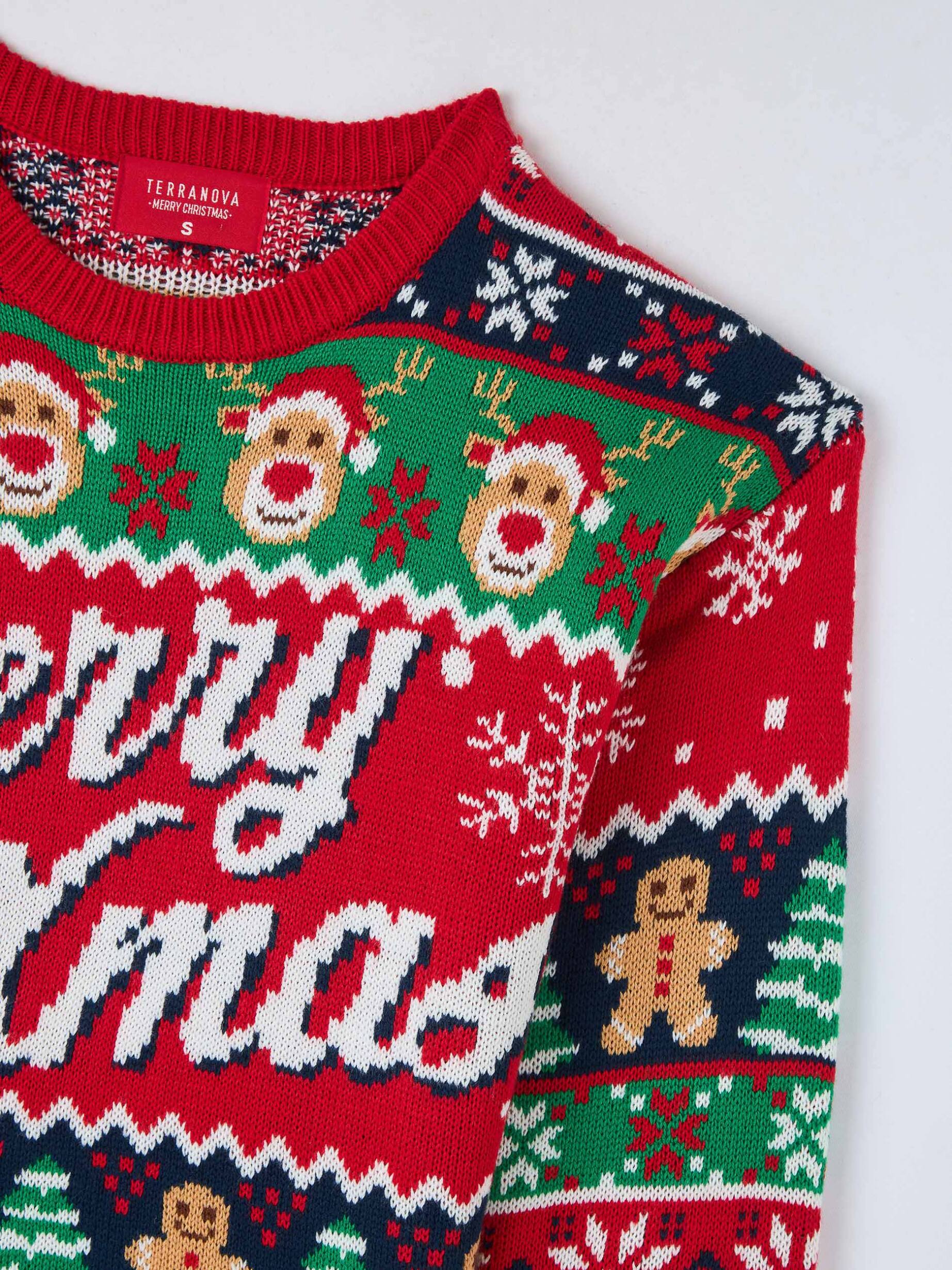 Maglione jacquard con scritta Natale Rosso Acquista Online Terranova