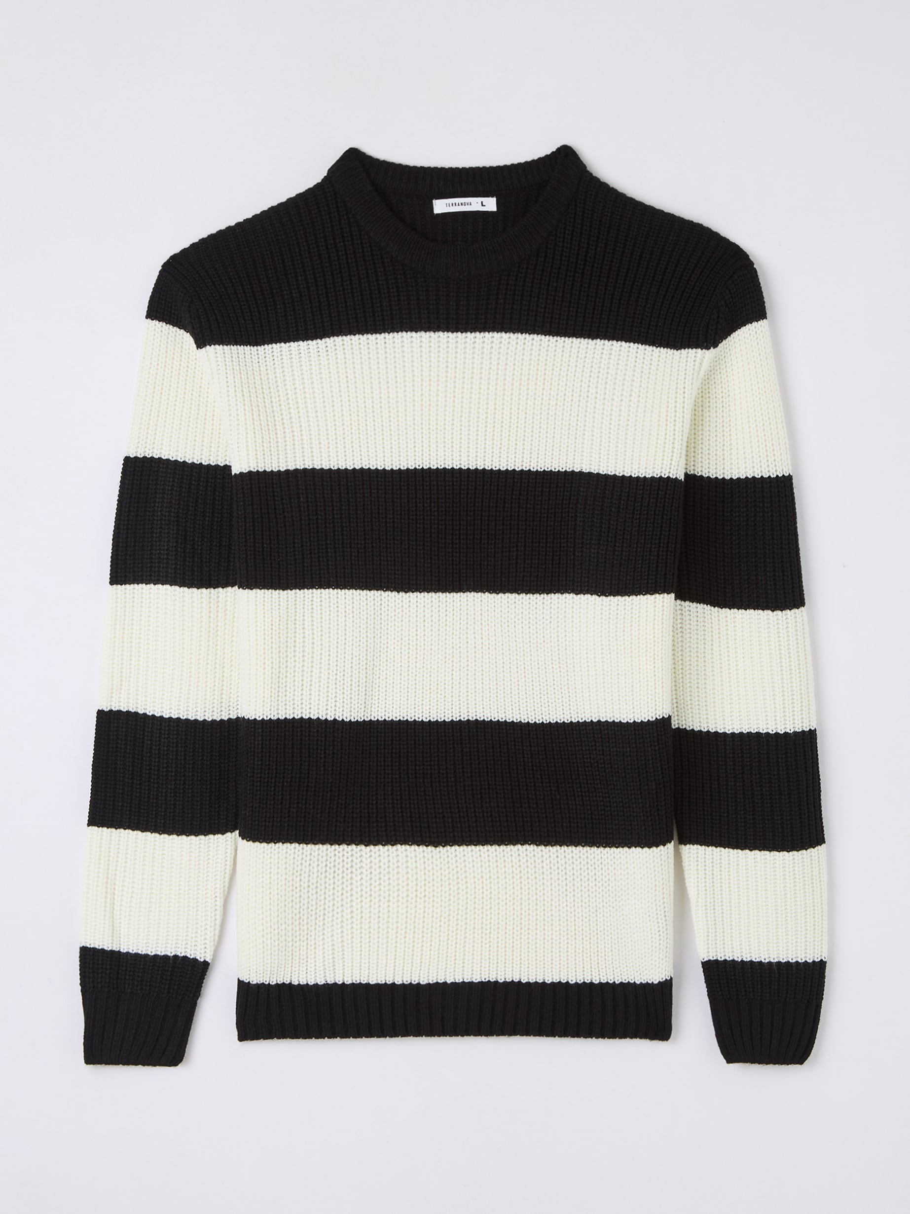 Maglia a costa inglese fantasia a righe var nero Terranova