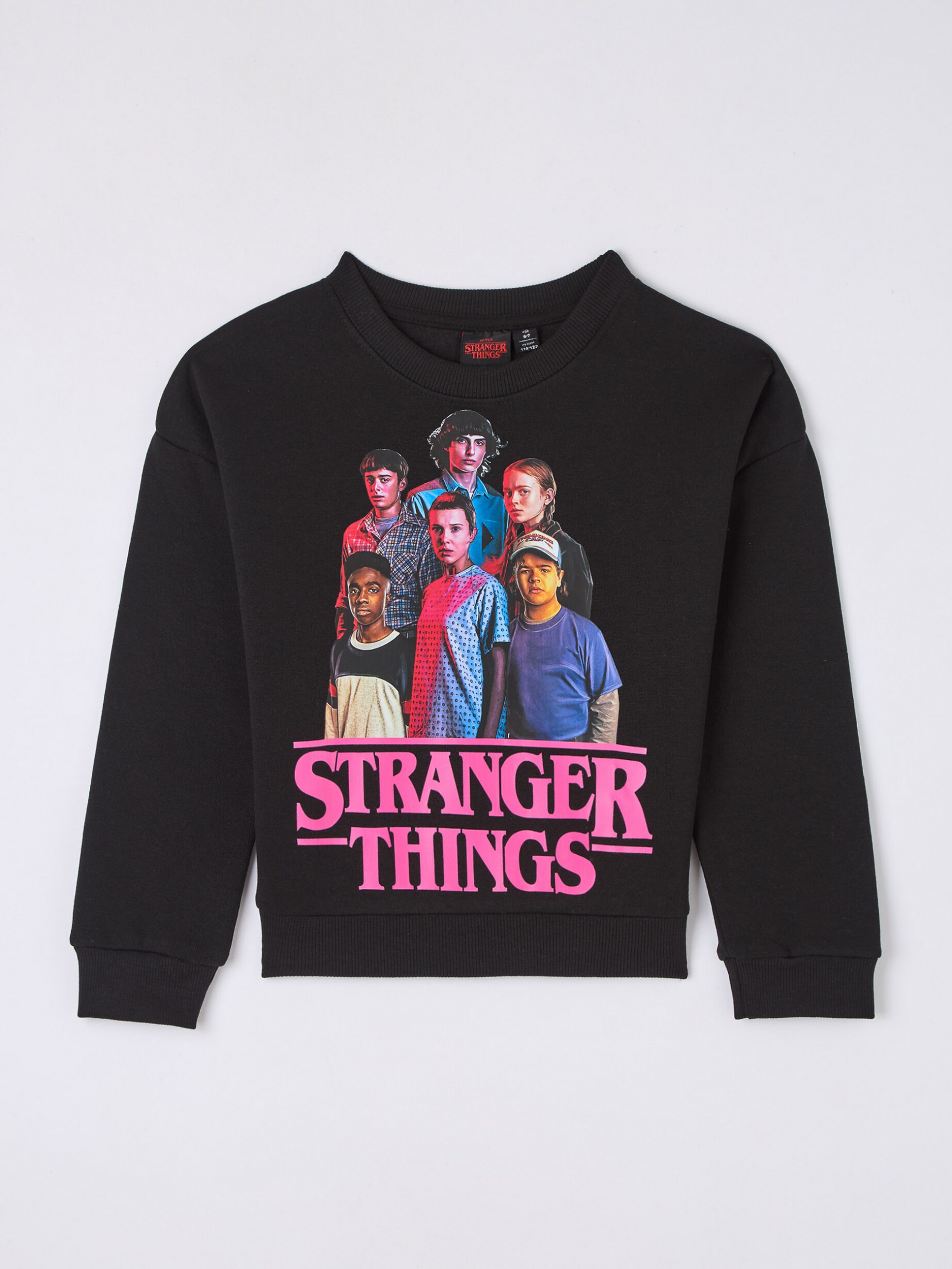 Crew neck sweatshirt with Stranger Things print black Terranova