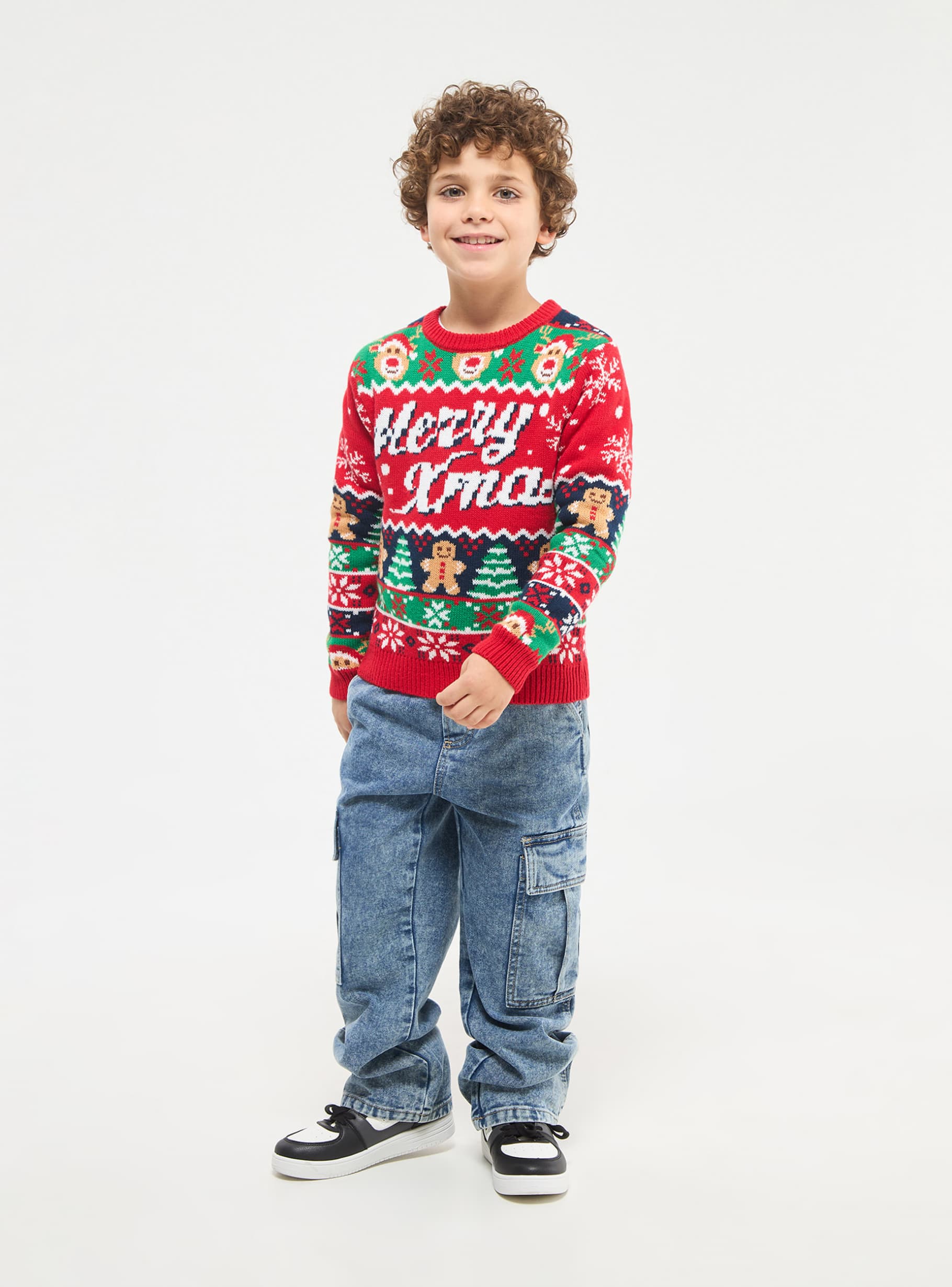 Maglione jacquard con scritta Natale Var rosso Acquista Online Terranova