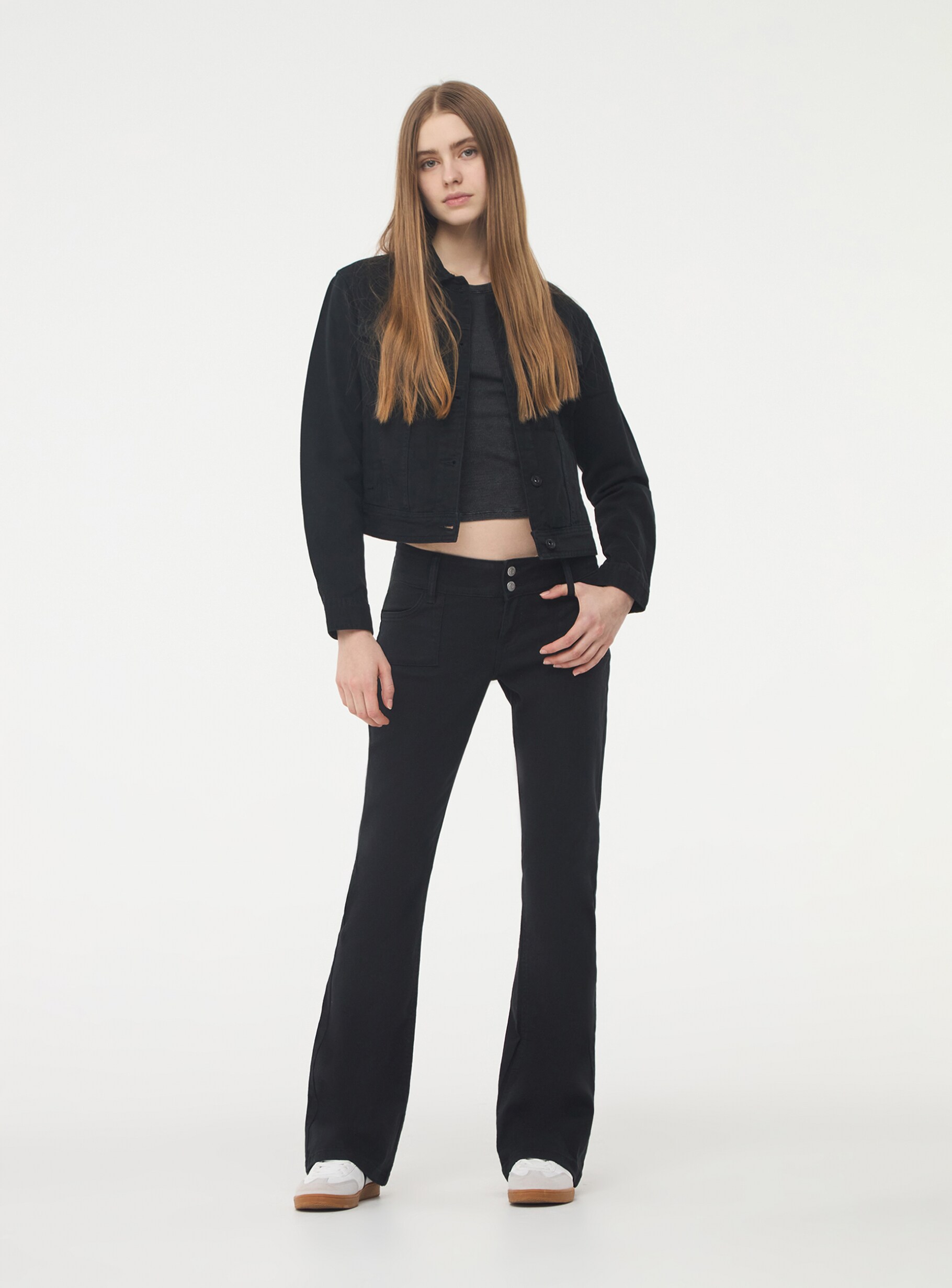 Pantalon noir taille basse shop