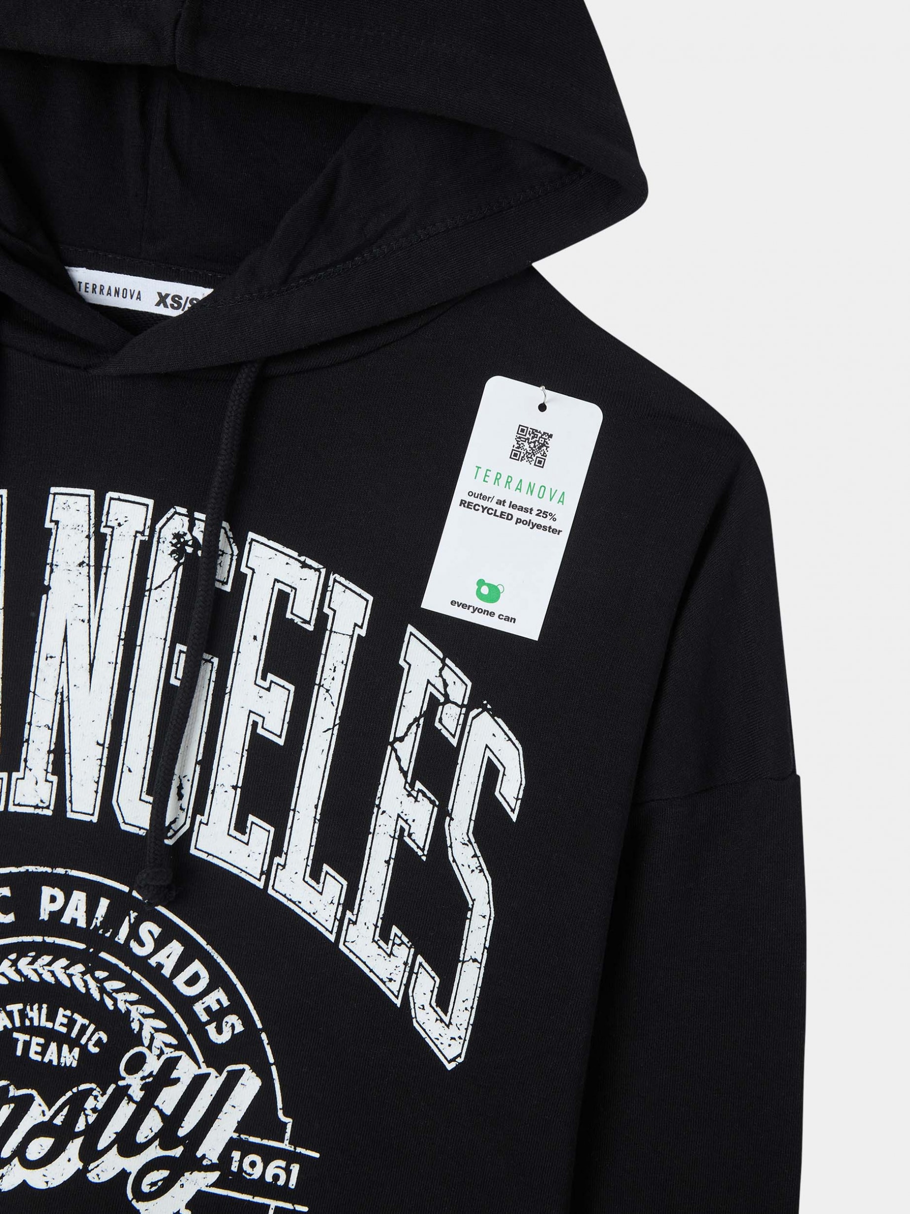 Black Cropped hoodie with sports print - Buy Online | Terranova Black Cropped hoodie with sports print - Buy Online | Terranova