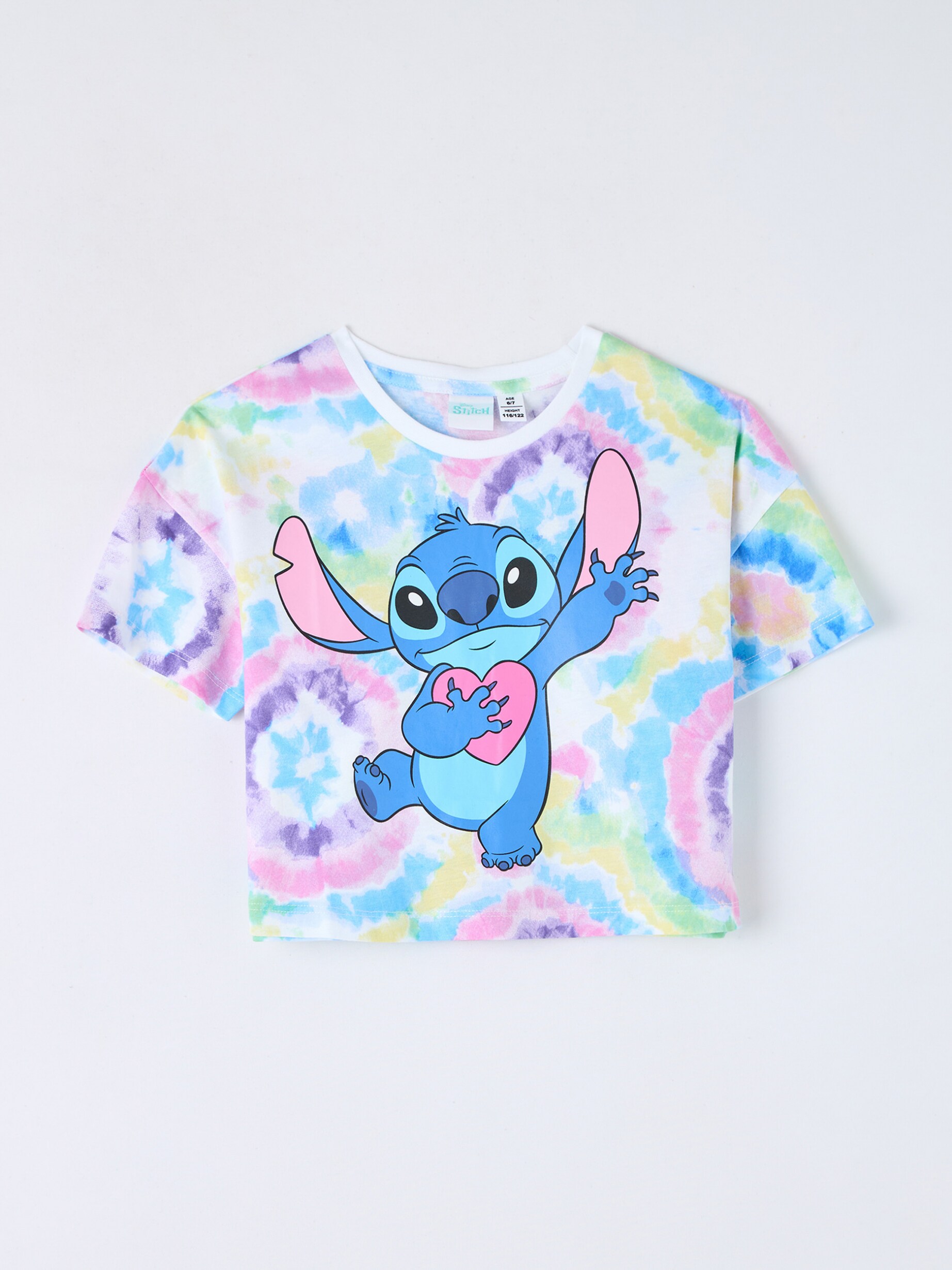 Var optical whiteico Cropped tie-dye T-shirt with Stitch