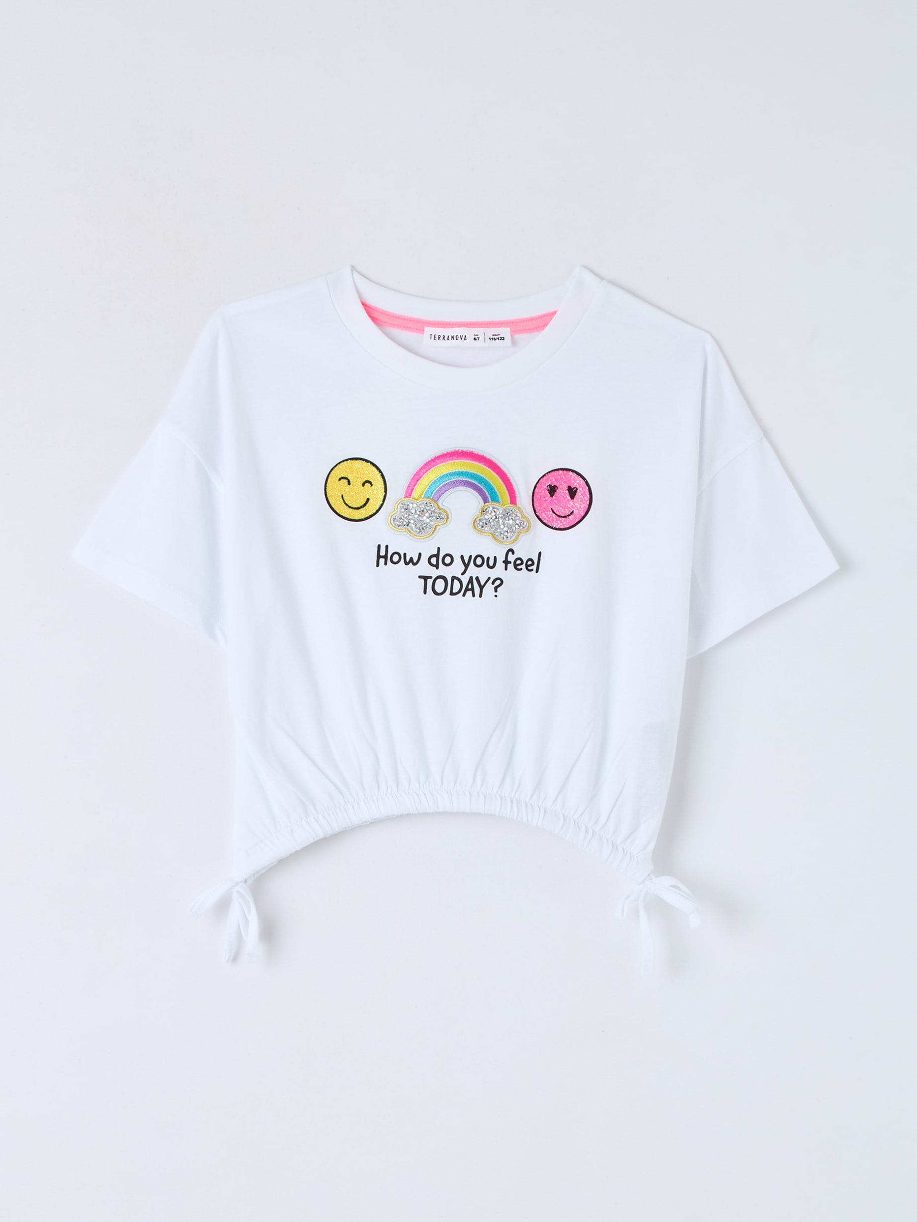 Optical white Cropped T-shirt with rainbow patch - Buy