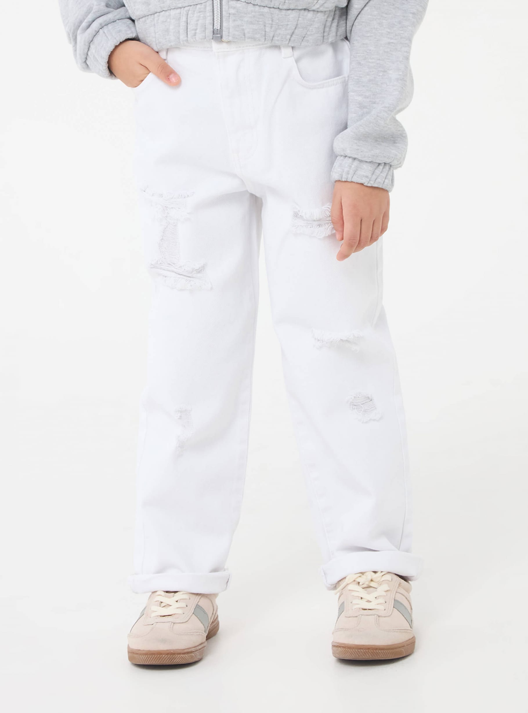 Optical white Ripped mom jeans - Buy Online | Terranova Optical white Ripped mom jeans - Buy Online | Terranova