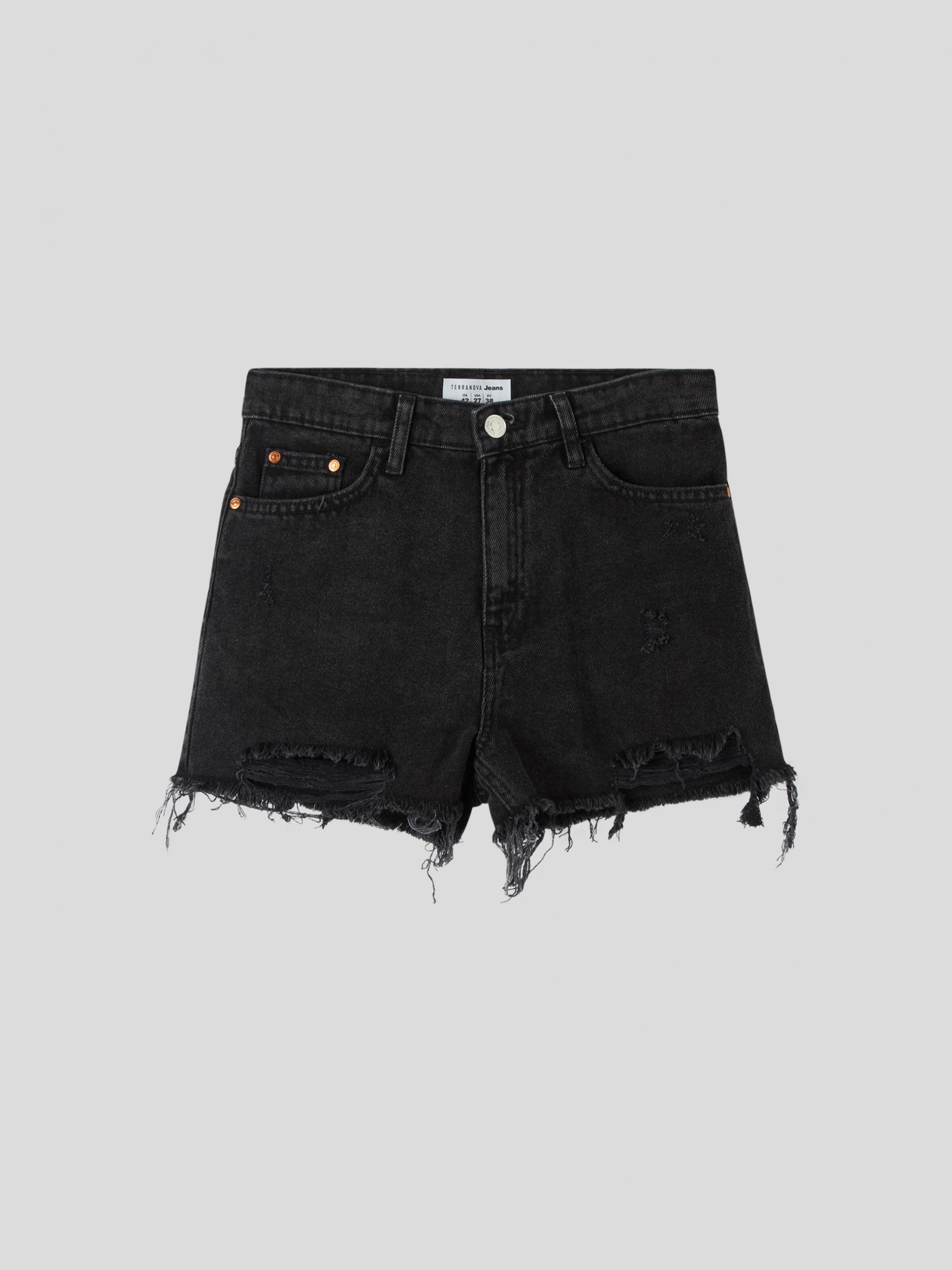 denim black Mom fit denim shorts with rips - Buy Online