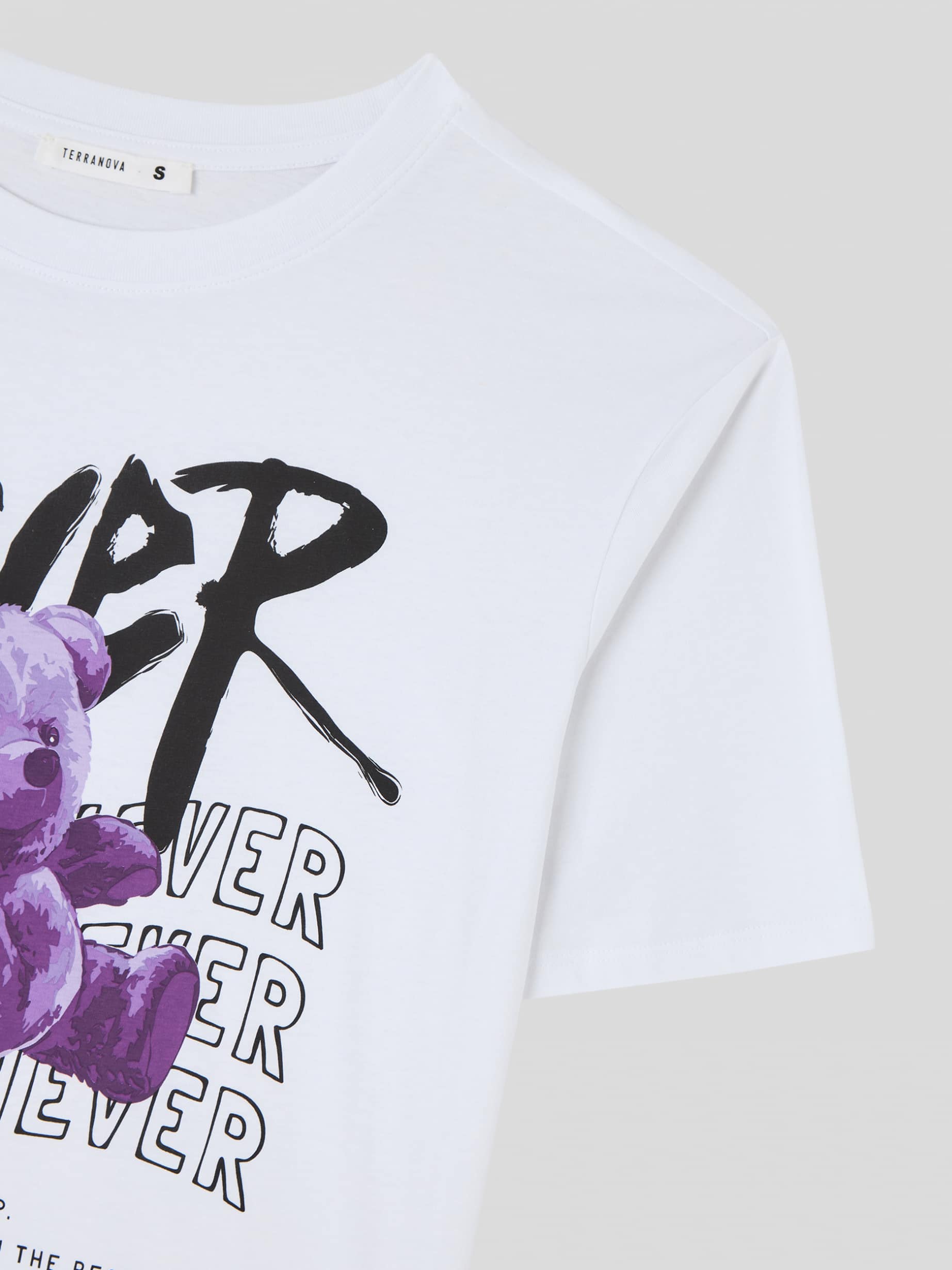 Optical white Oversized T-shirt with teddy-bear print - Buy