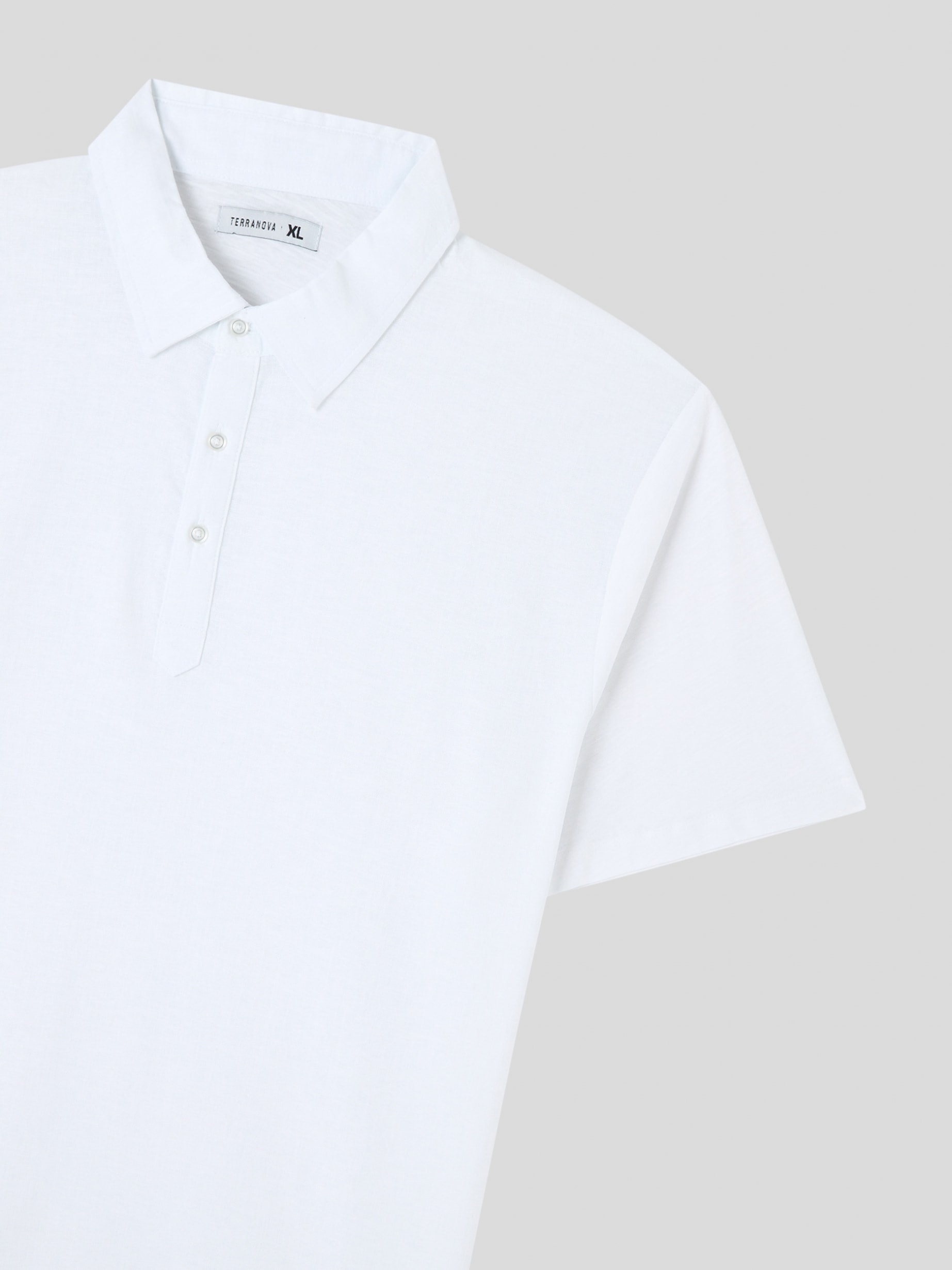 Optical white Linen polo shirt in bi-fabric - Buy Online Optical white Linen polo shirt in bi-fabric - Buy Online