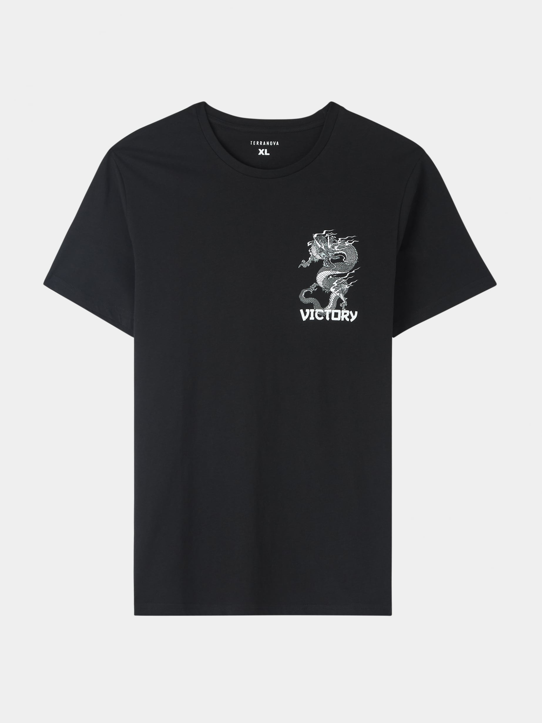 Black T-shirt with dragon print on the front and back - Buy