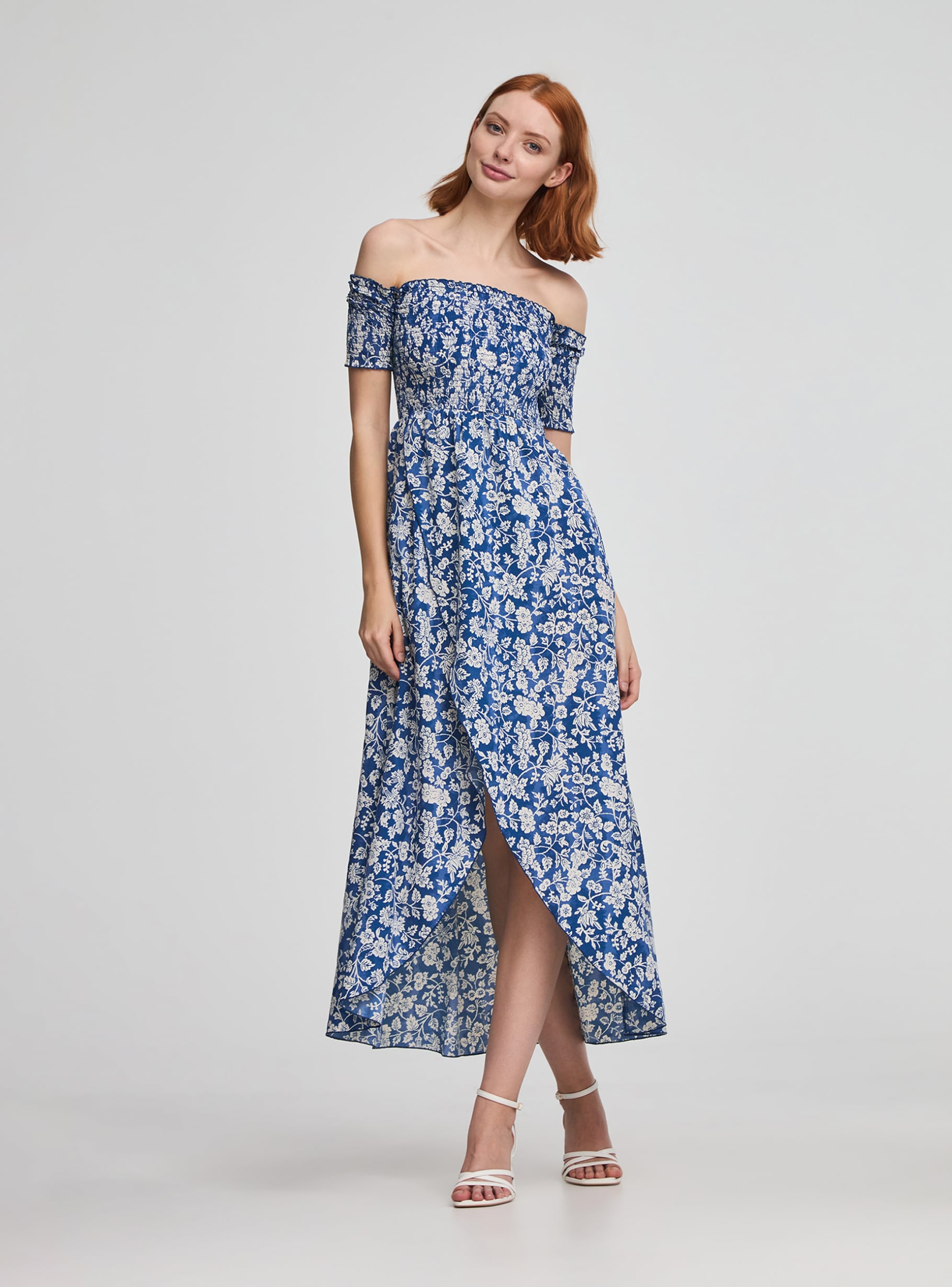 Var blue Long patterned dress - Buy Online | Terranova