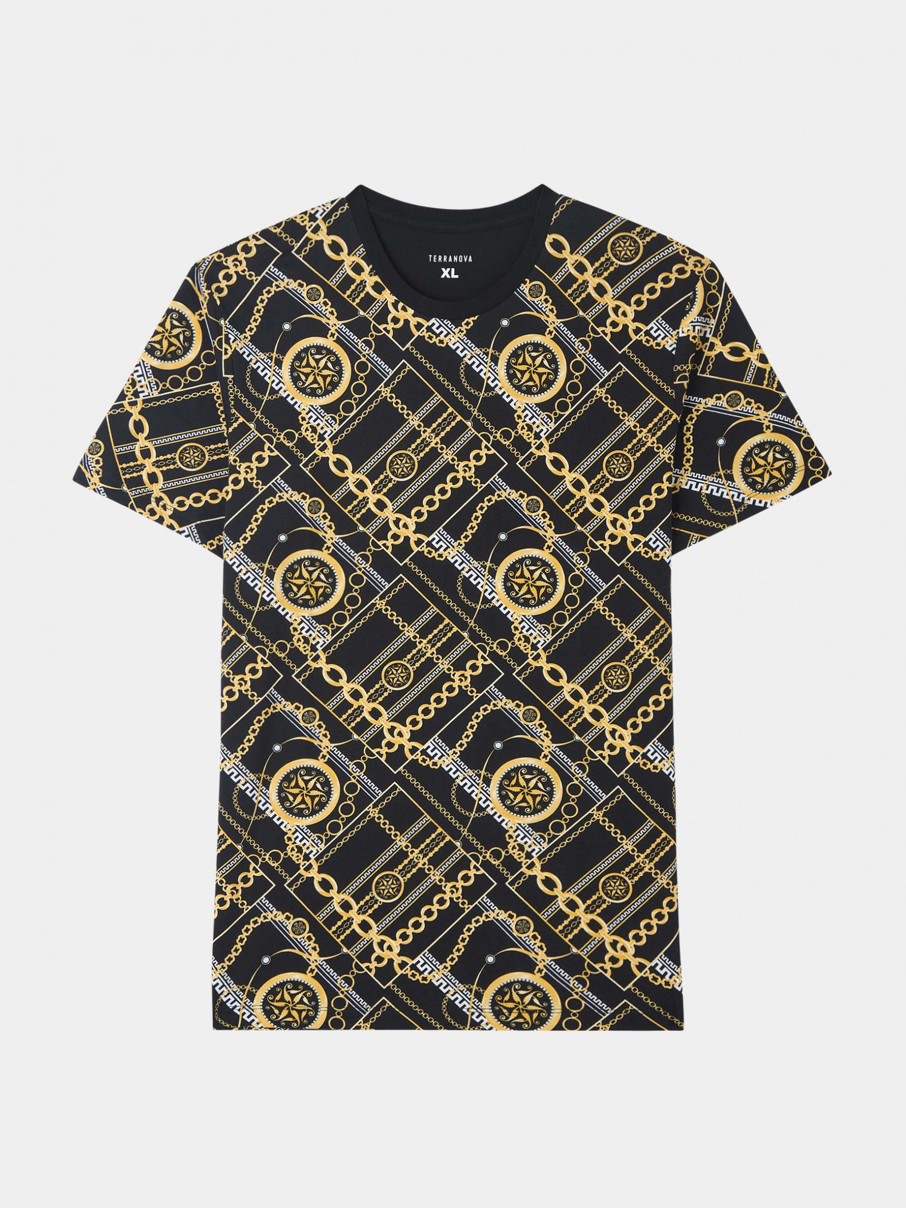 Var black T-shirt with baroque pattern - Buy Online | Terranova