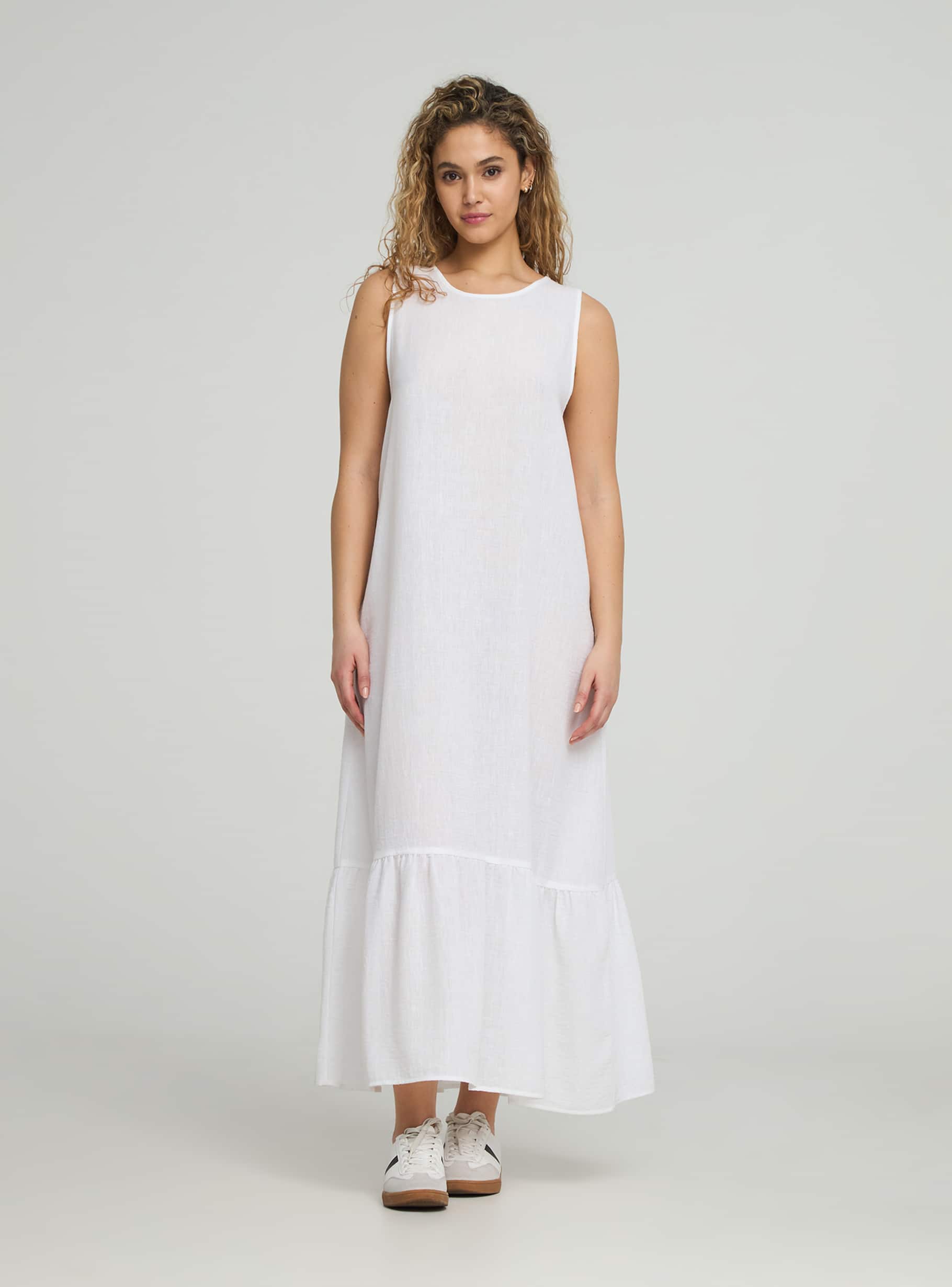 Optical white Long sleeveless dress Buy Online Terranova