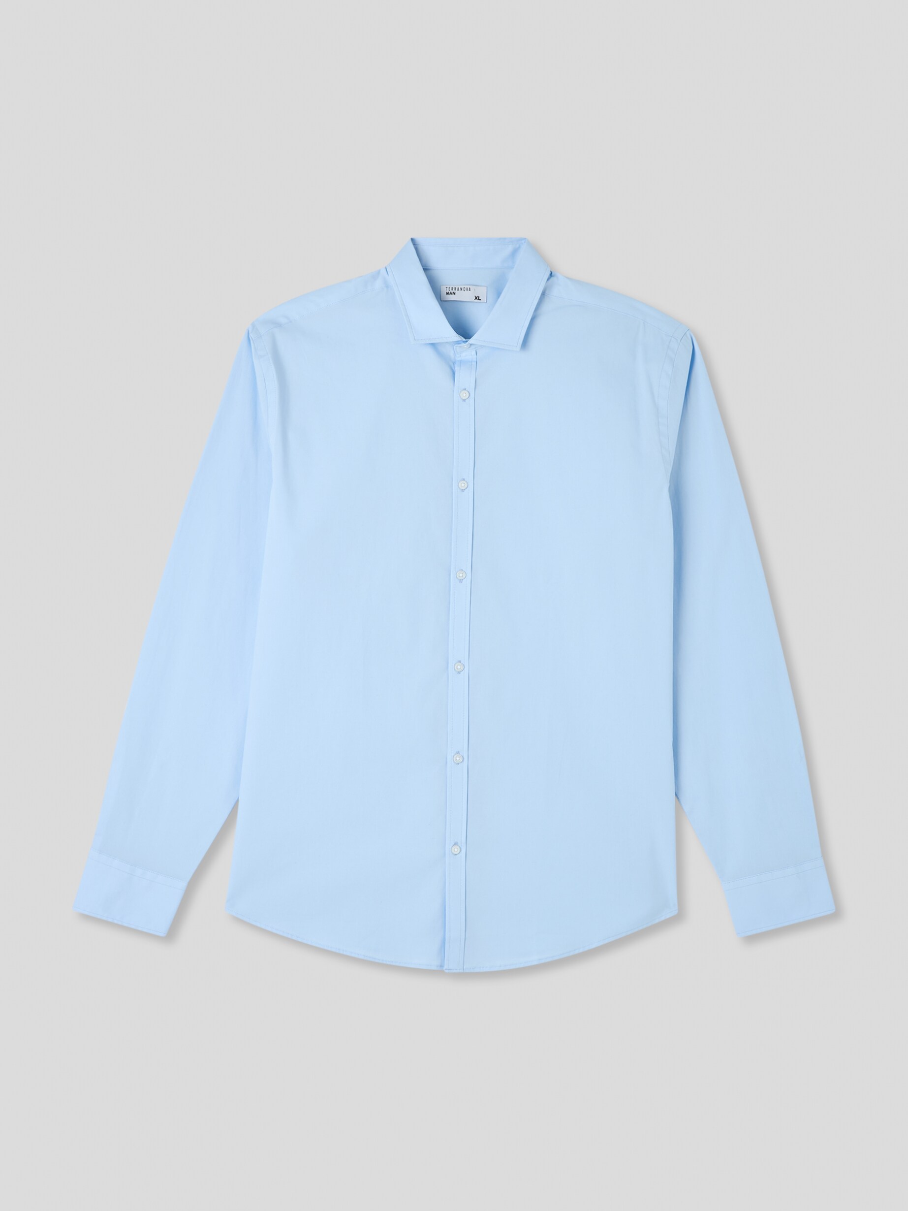 Sky-blue Long-sleeved stretch shirt - Buy Online | Terranova