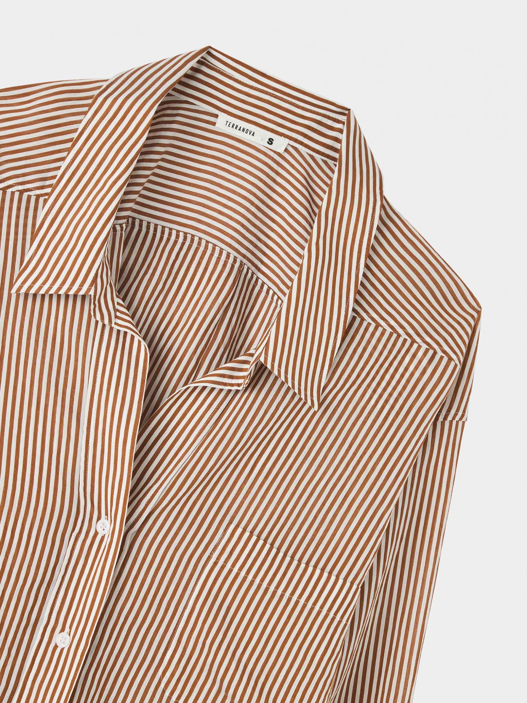 Var brown Oversized striped shirt - Buy Online | Terranova