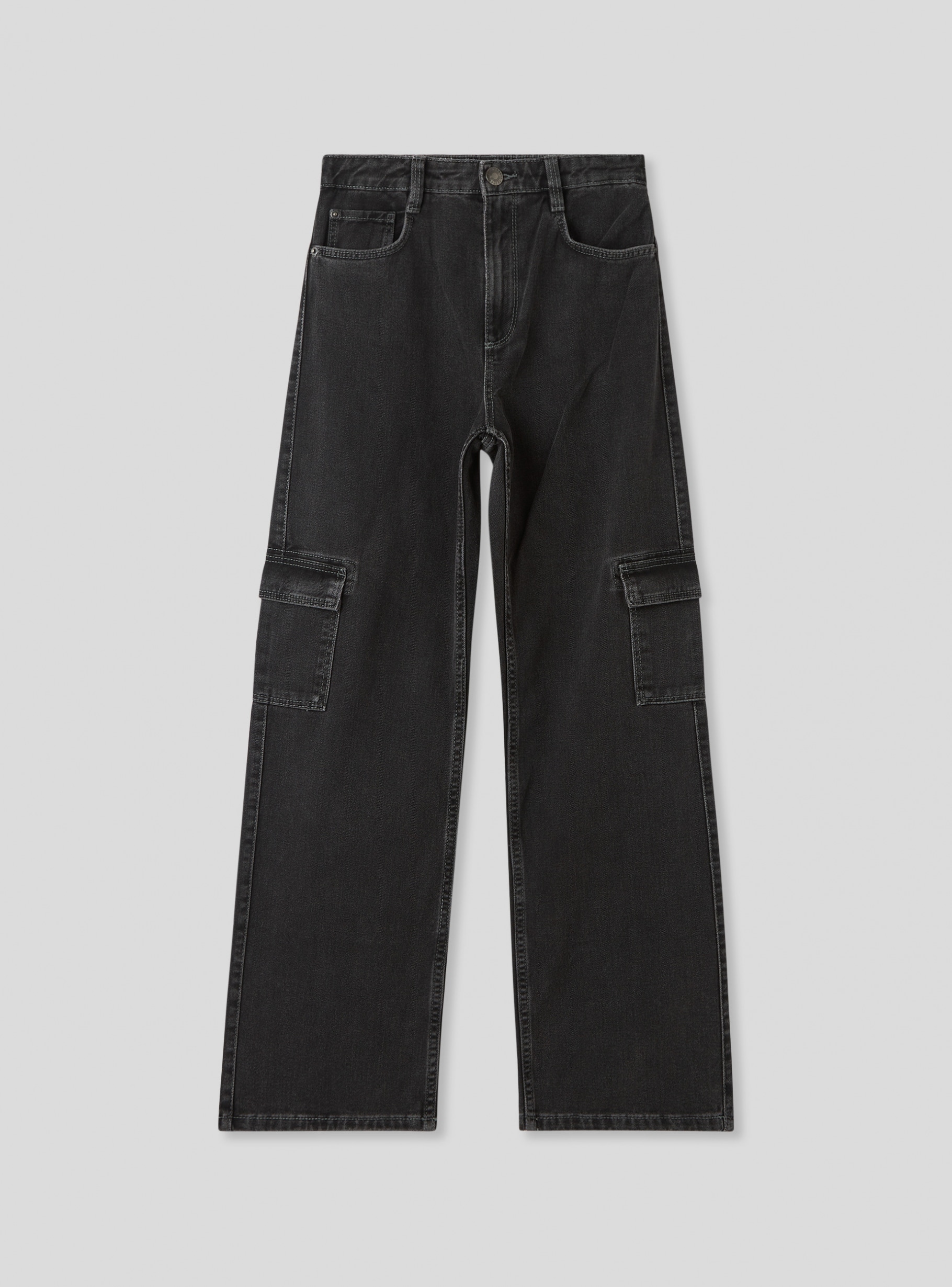 Var denim black Wide-leg cargo jeans - Buy Online | Terranova