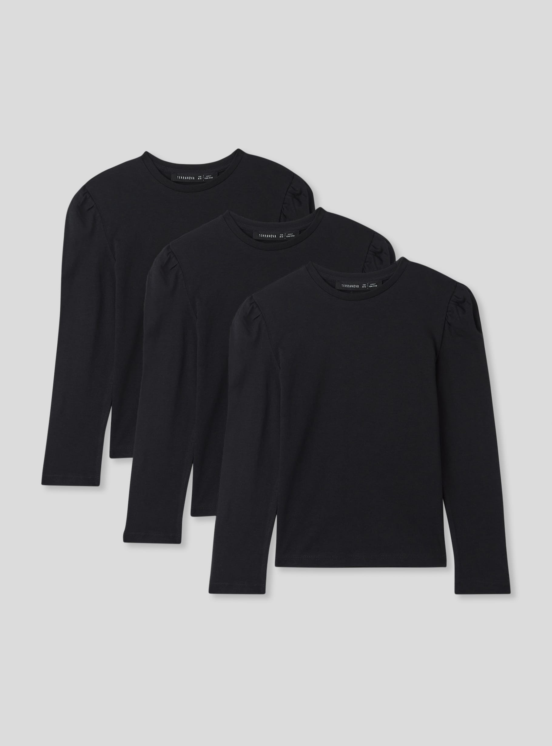 Pack 3 t shirt a manica lunga con arricciatura Nero Acquista Online Terranova