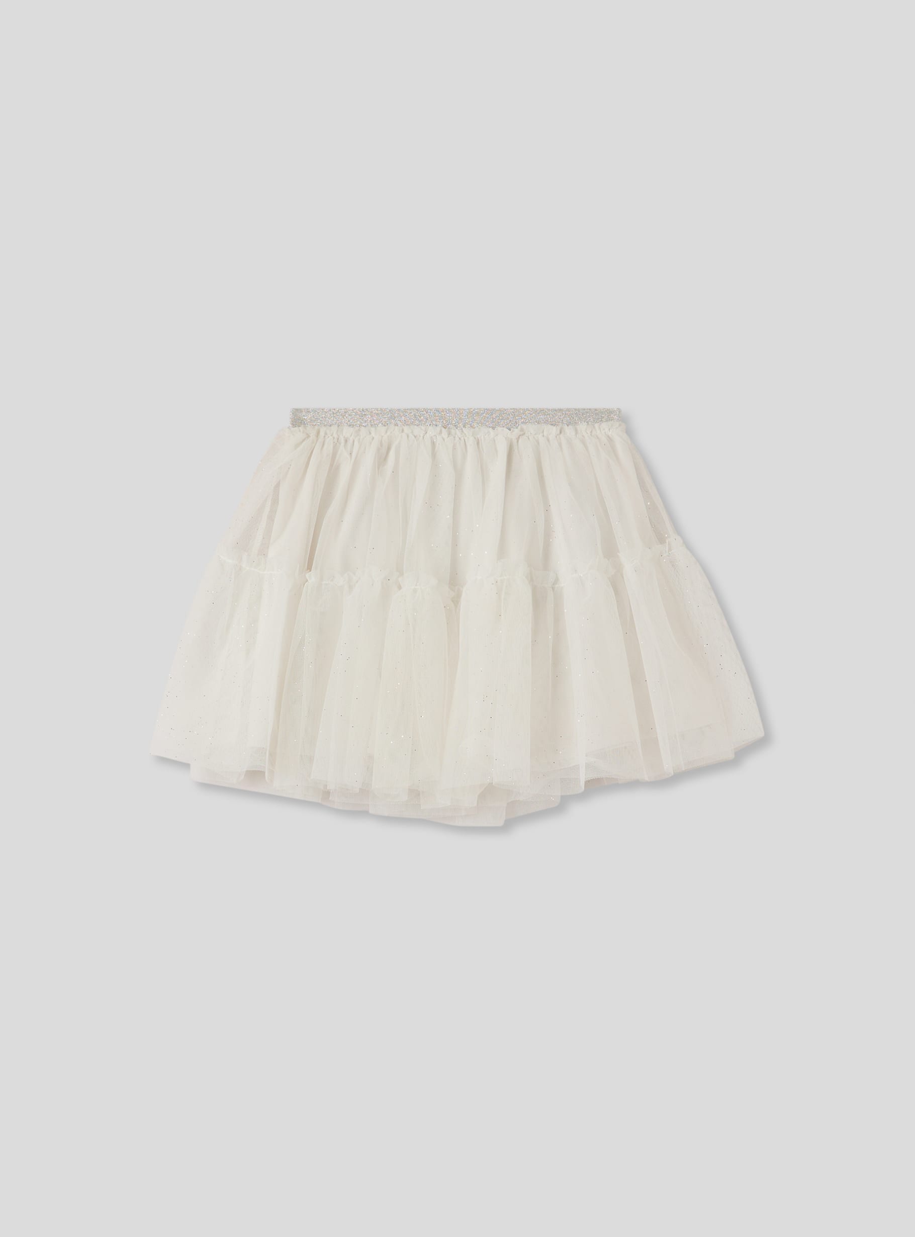 White wool Tulle skirt with glitter Buy Online Terranova