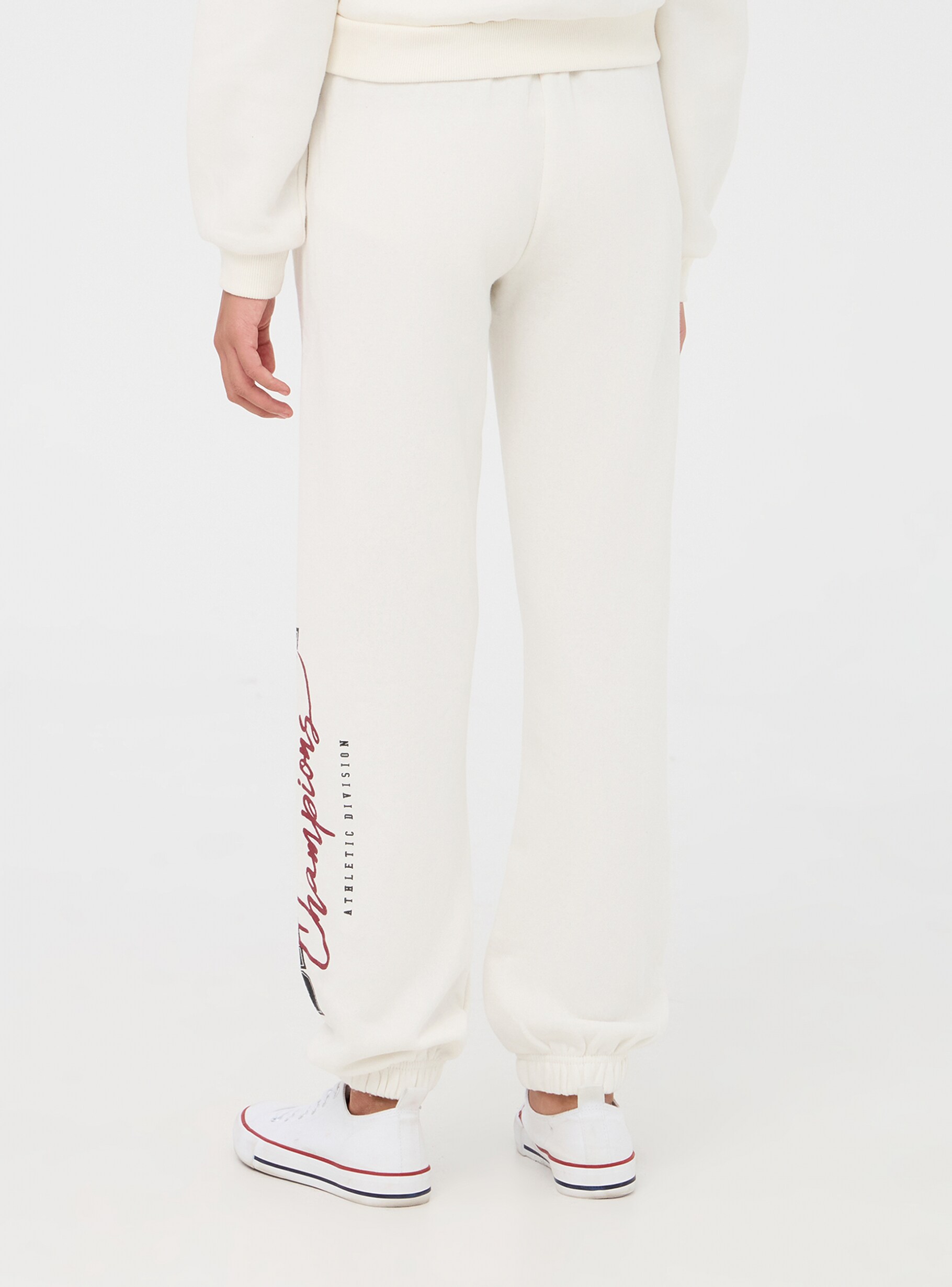 White wool College print tracksuit bottoms in heavy fabric Buy Online Terranova