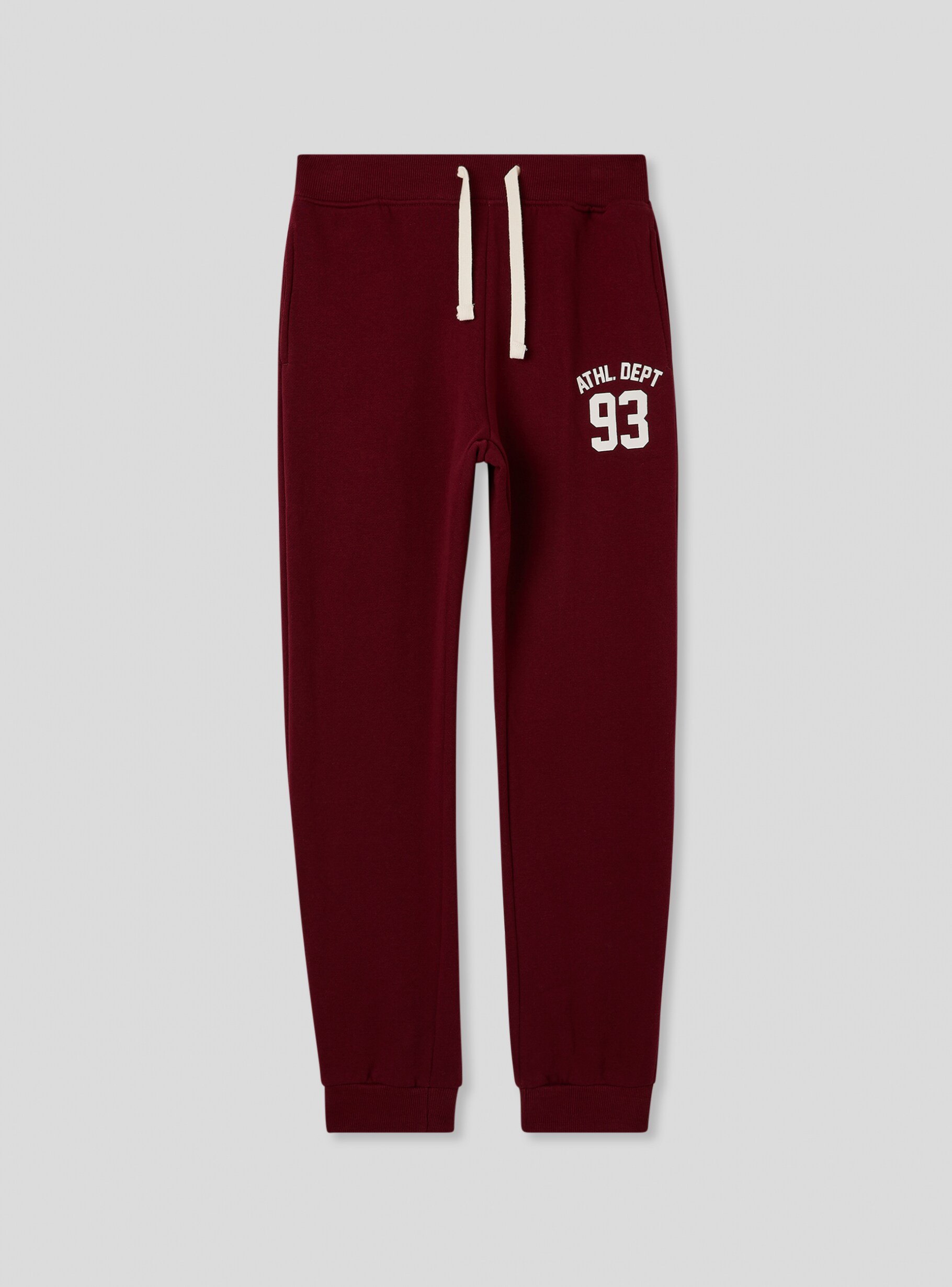 Bordeaux Sporty print tracksuit bottoms in heavy fabric