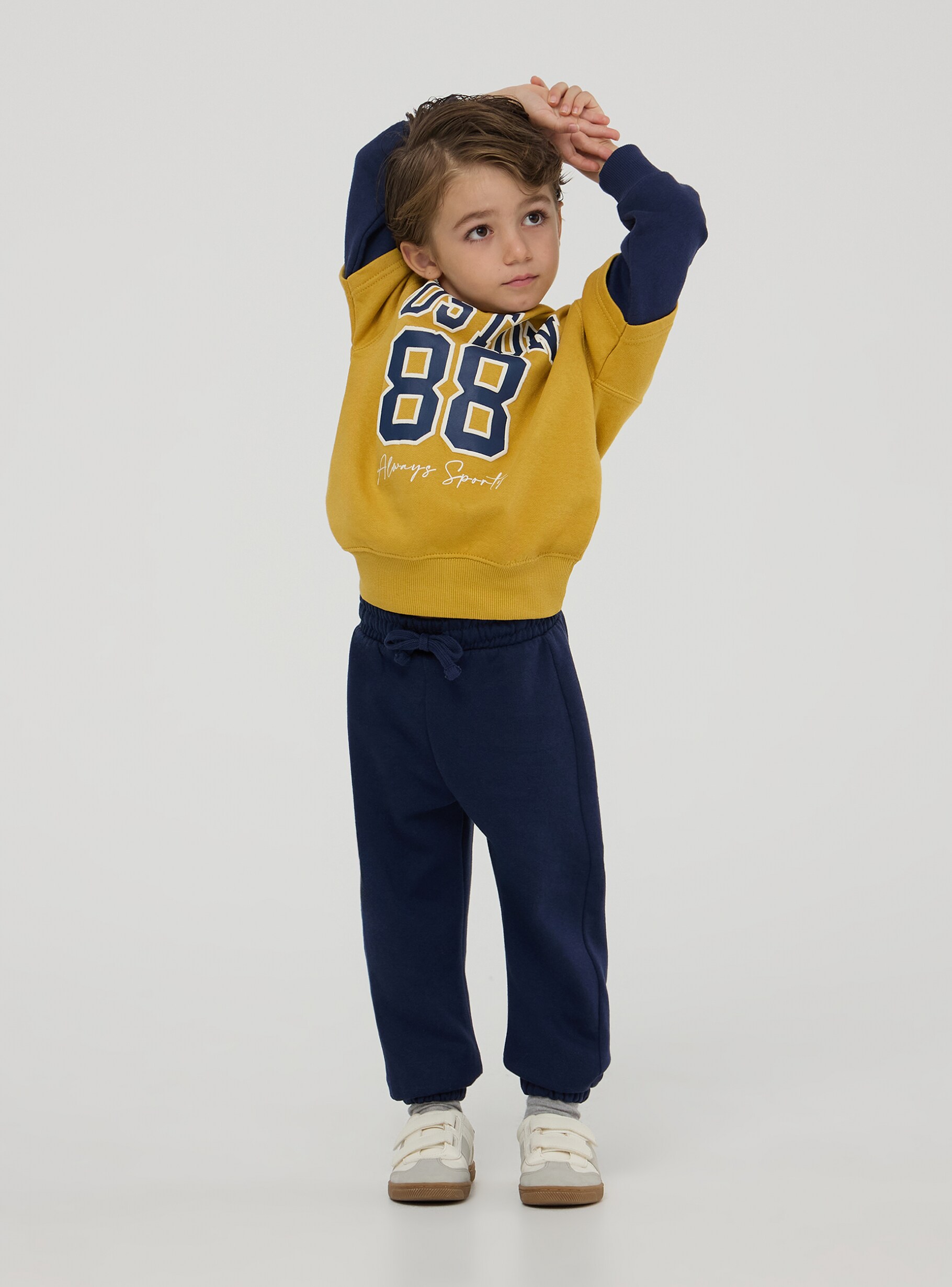 Dark blue denim Heavy sweatpants with drawstring Buy Online Terranova