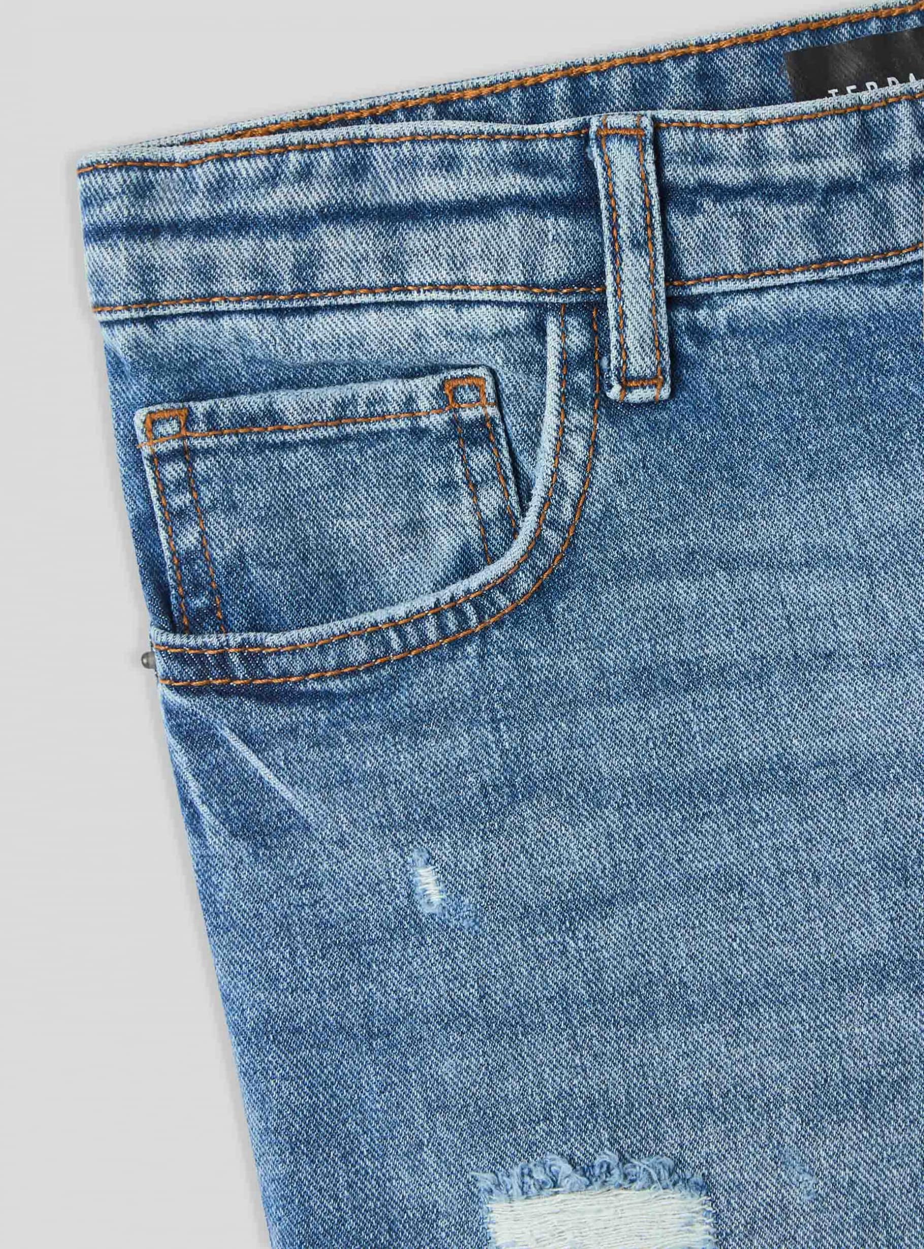 Var middle blue denim Jeans with tears - Buy Online | Terranova Var middle blue denim Jeans with tears - Buy Online | Terranova