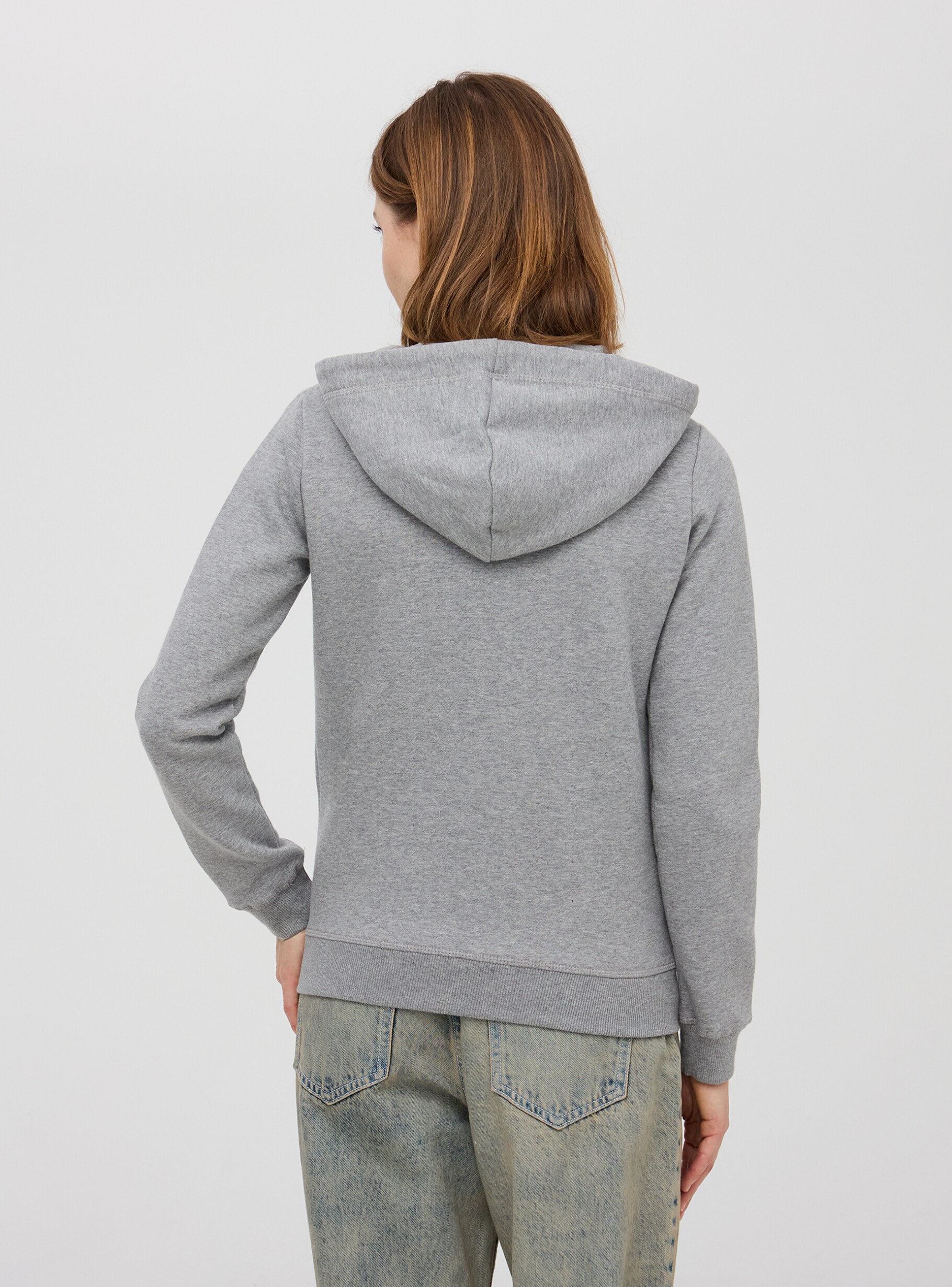 Felpa pesante con cappuccio e zip a tinta unita Grigio medio melange Acquista Online Terranova