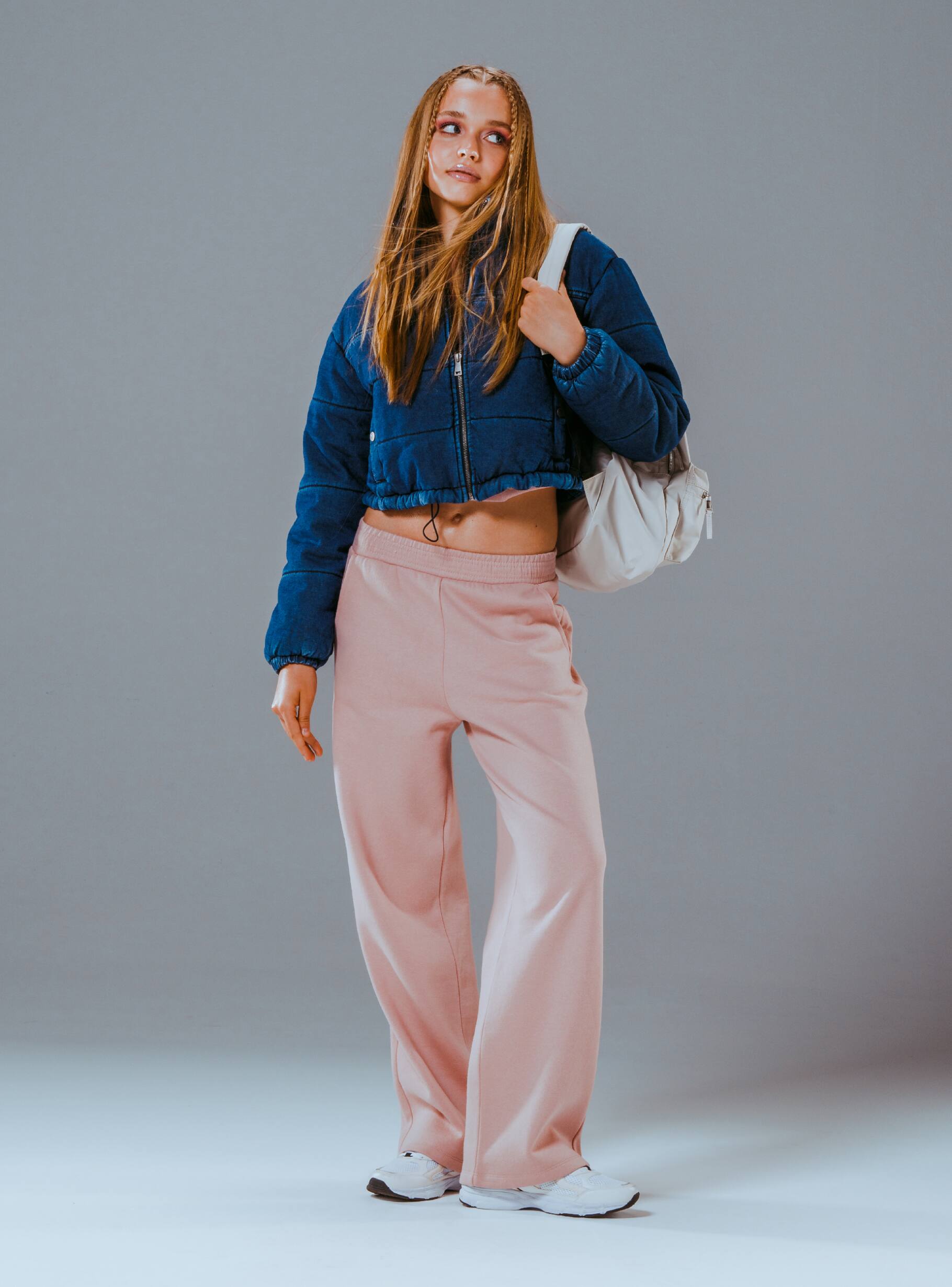 Pink Heavy wide leg tracksuit trousers Buy Online Terranova