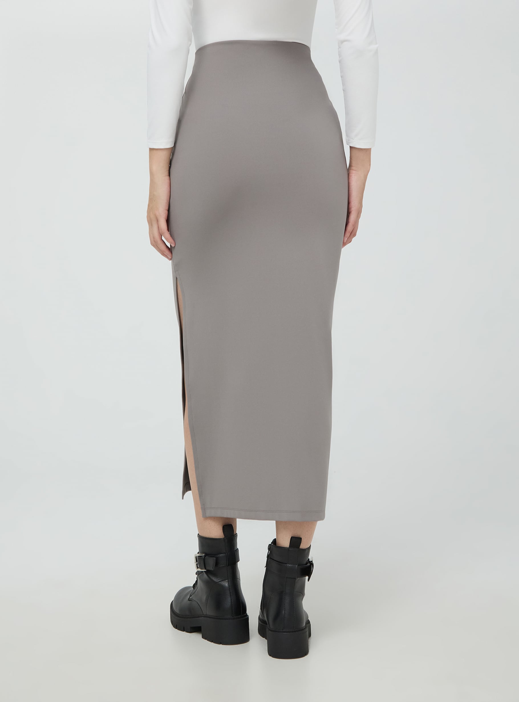 Grey Long skirt with slit - Buy Online | Terranova