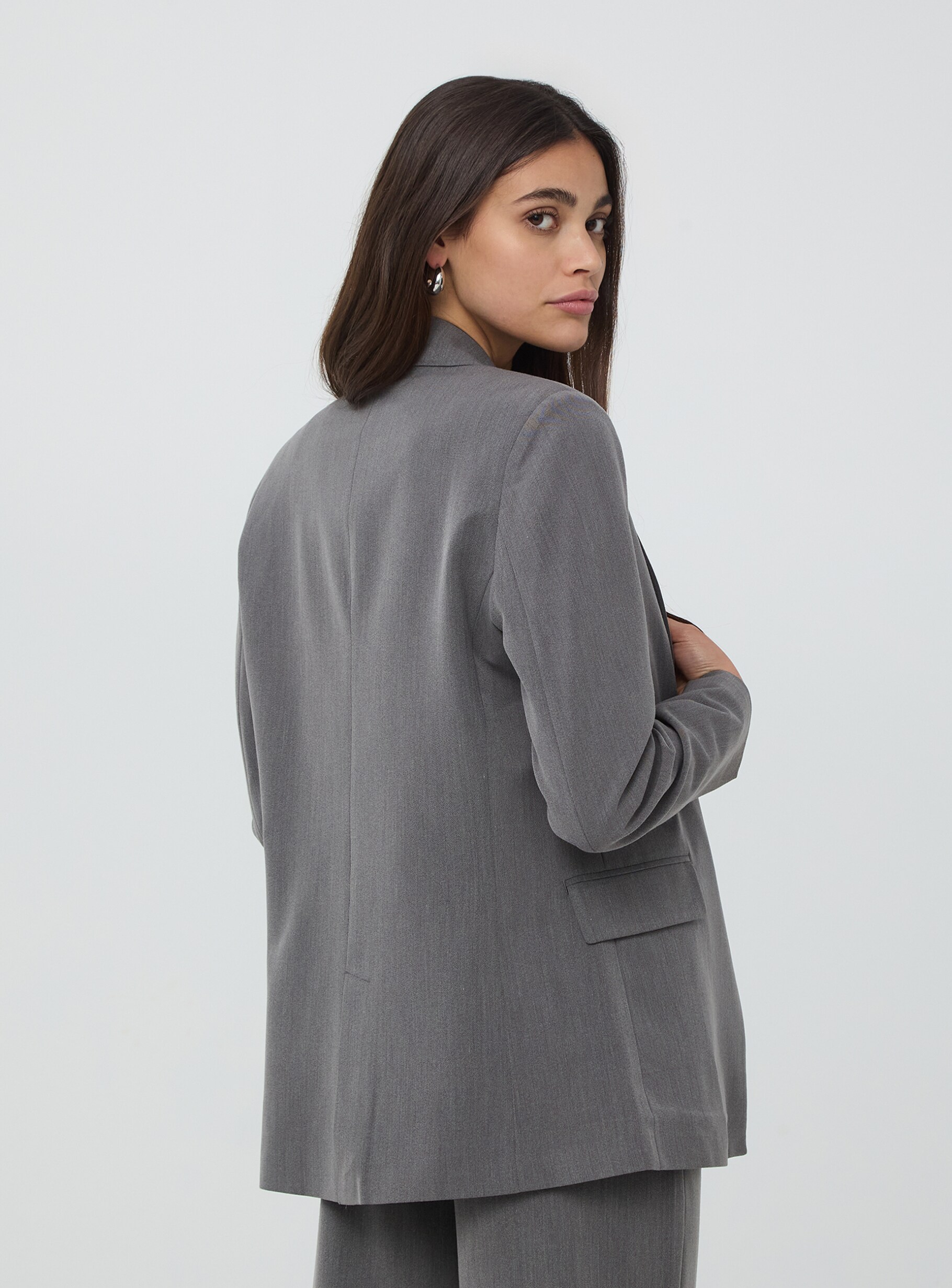 Middle grey melange Single-breasted jacket with lapels - Buy