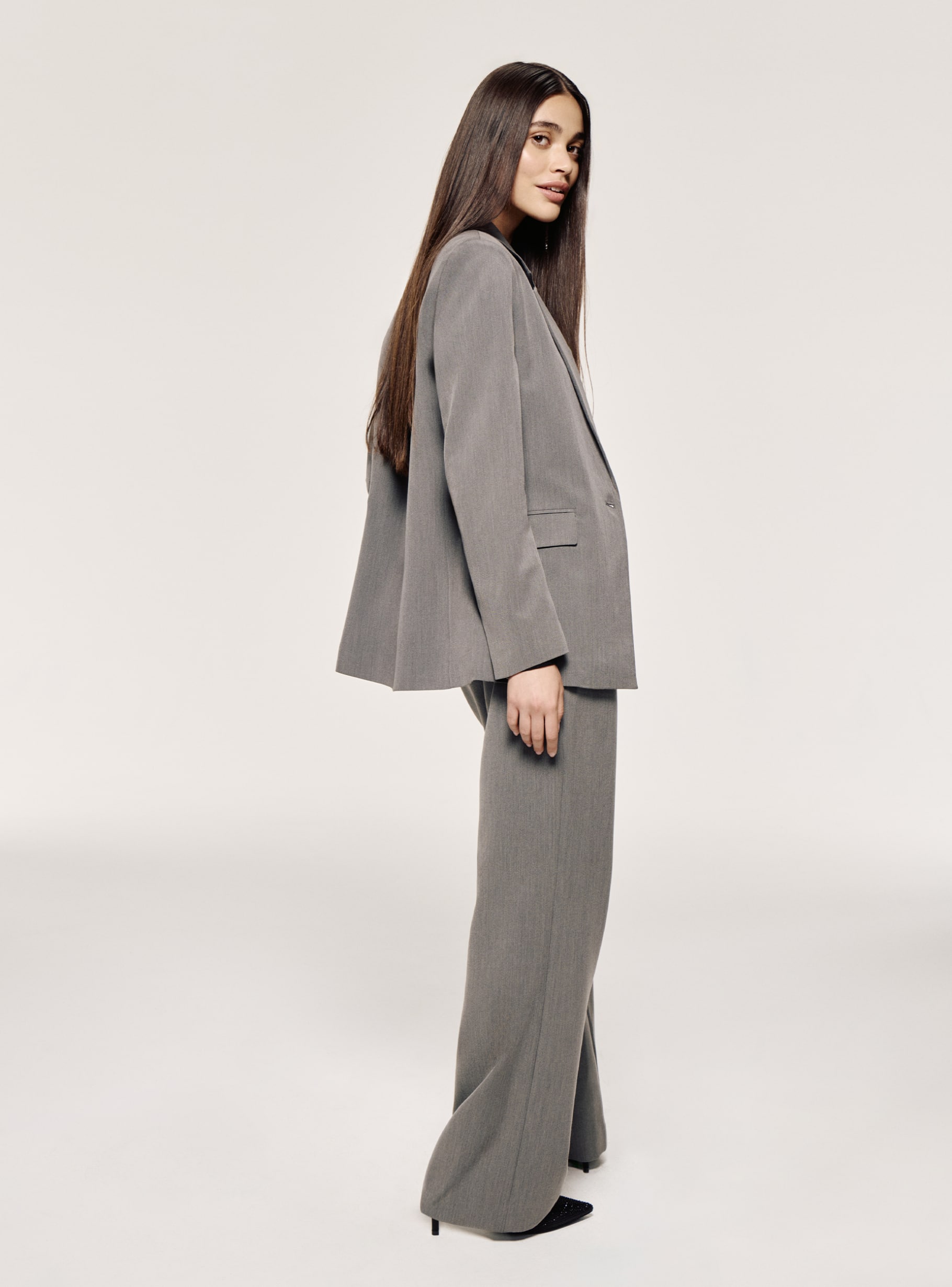 Middle grey melange Single-breasted jacket with lapels - Buy