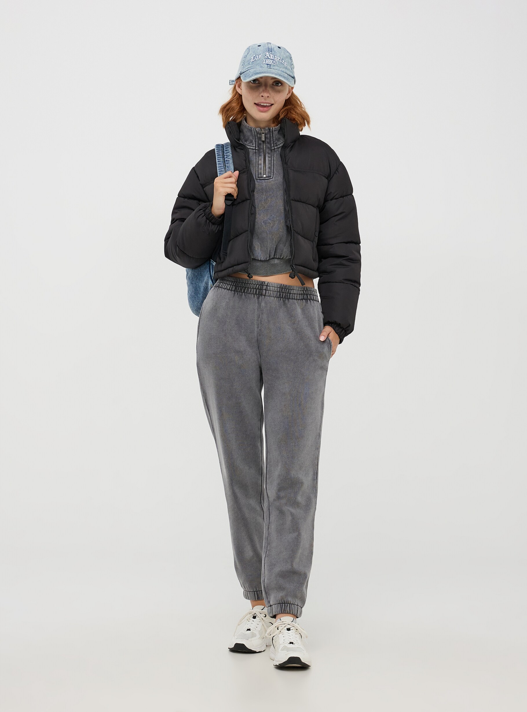 Grey high waisted tracksuit bottoms discount