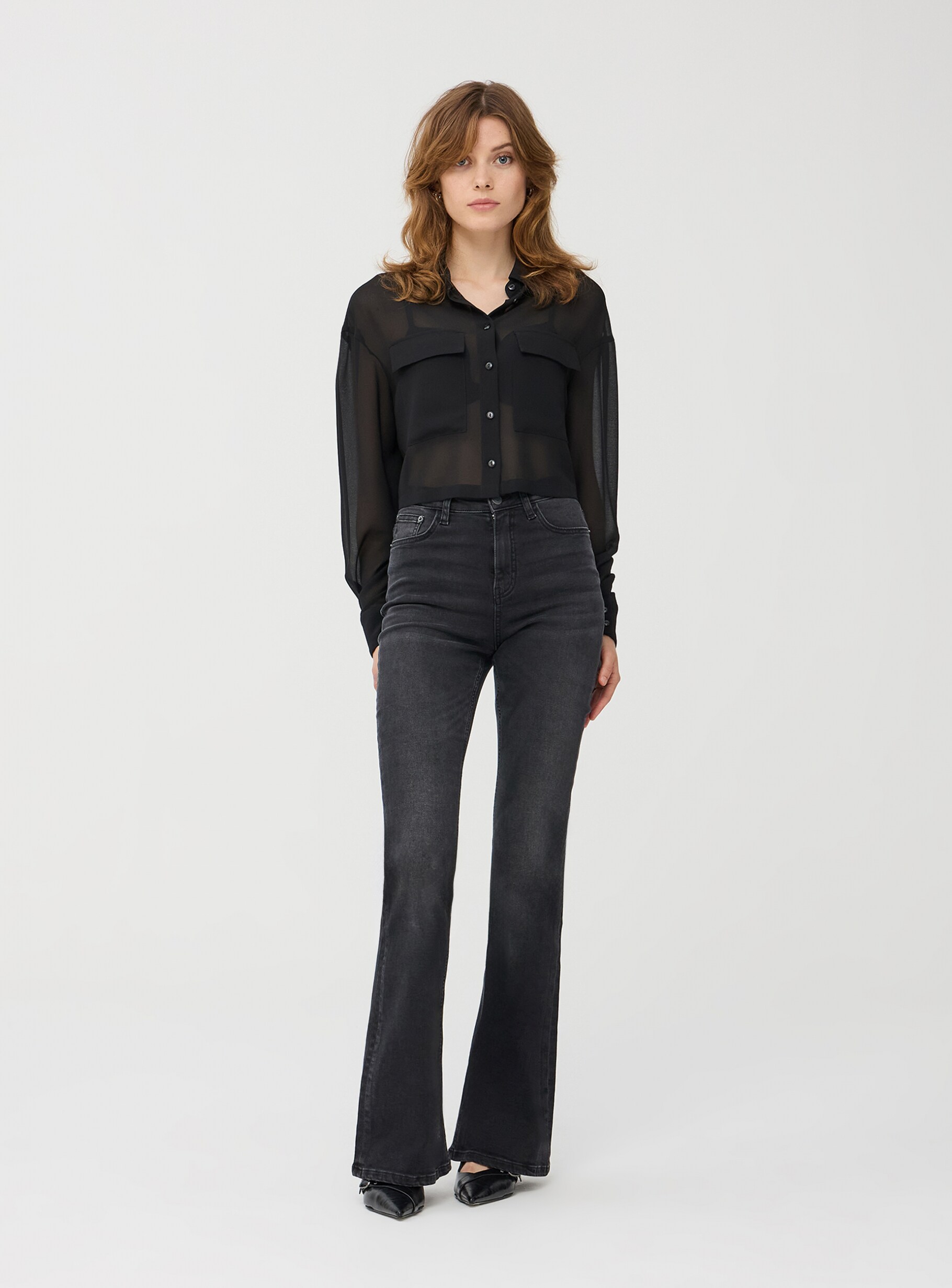Sheer cropped blouse cheap